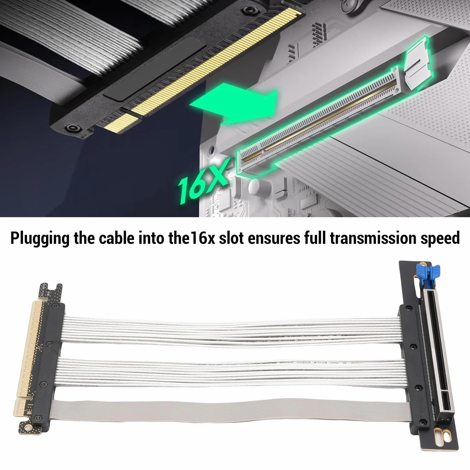 KIMISS Kabel Nośny PCIe 5.0 128 GB/s — Rozszerzenie Karty Graficznej GPU Gen 5 dla RTX 4090, 5090 — Elastyczna Konstrukcja Zapewniająca Ekstremalne Granie i Optymalne Chłodzenie (30cm)