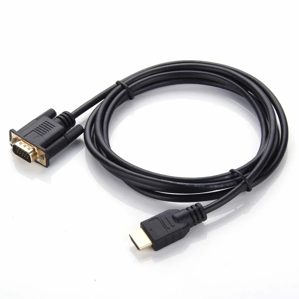 MMOBIEL HDMI do kabla VGA Obraz HDMI do VGA Męski D-Sub 15 Pin M/M złota 1,8 metra