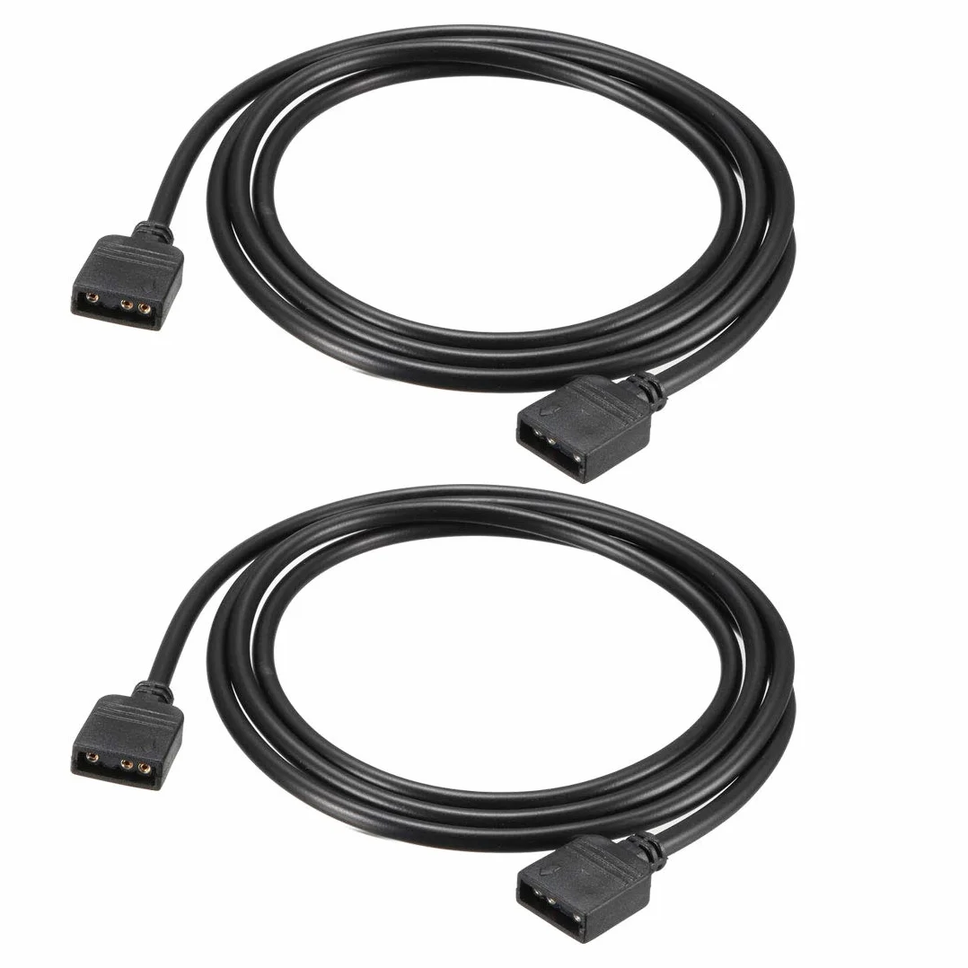 sourcing map 2 szt. RGB bocznik kabel gniazdo do gniazda 3-pinowe przedłużenie przyłącze 50 cm długości