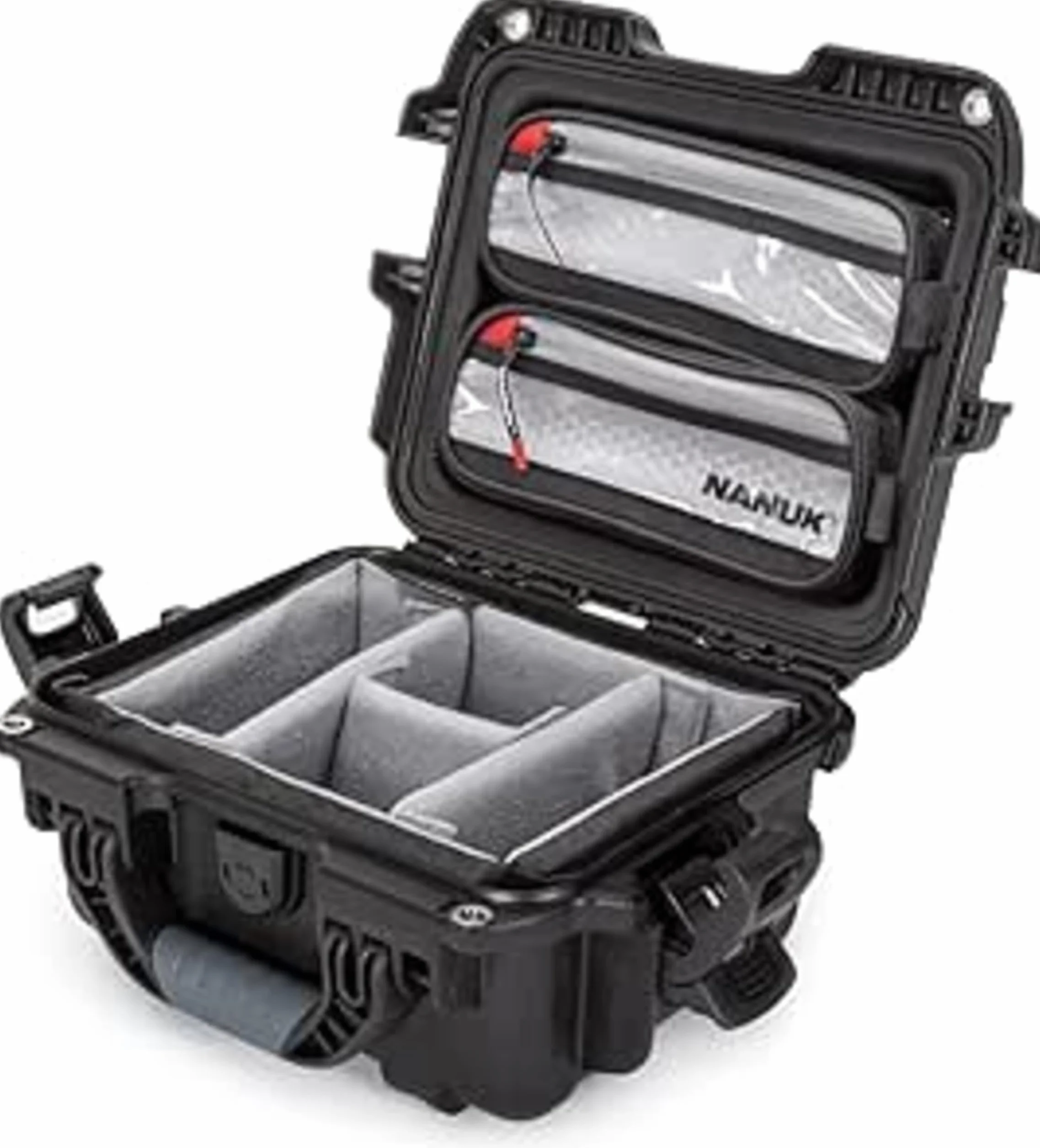 NANUK 905 Pro wodoodporne twarde etui z 2-kieszeniowym organizerem pokrywy i wyściełaną przegrodą, czarne, Czarny, Twarde etui