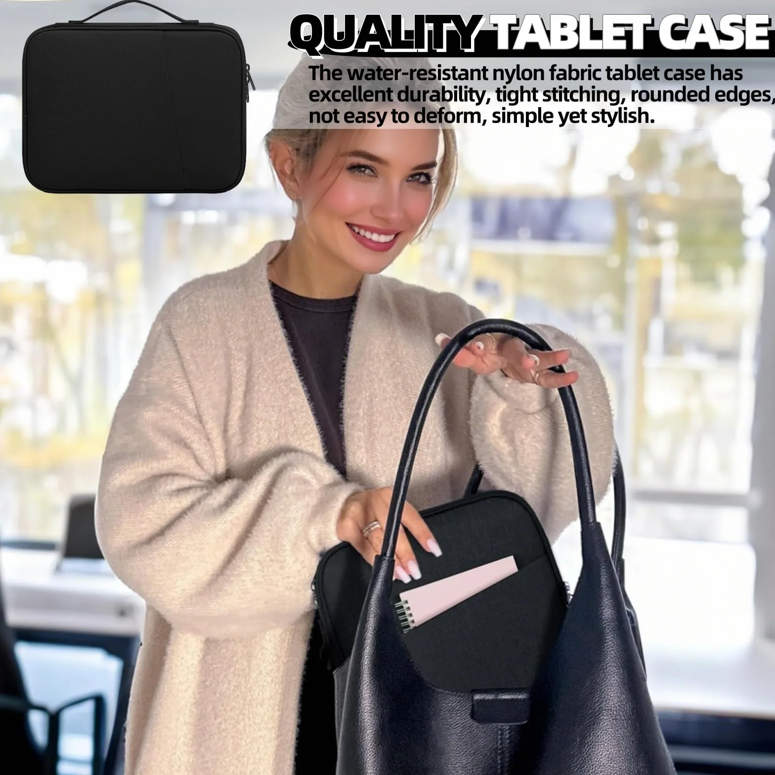 Pokrowiec ochronny na tablet 7,9"-11", cienki pokrowiec na tablet 11", iPad A16, Air M3 M2, Pro M4, 10,9" iPad, Galaxy Tab A9+, kieszeń na akcesoria, czarne, 1 sztuka