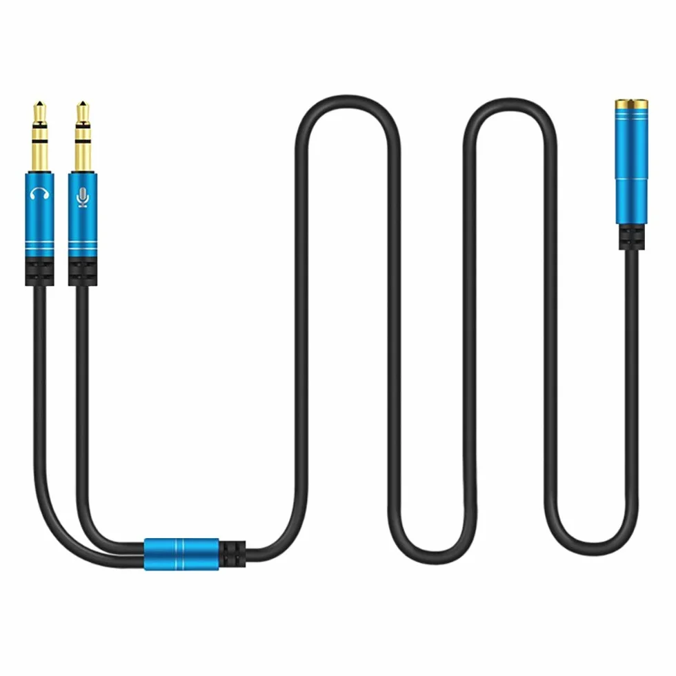 Adapter rozdzielacza kabla słuchawkowego Y do komputera 3,5 mm żeński na 2 podwójne 3,5 mm męskie, pozłacany, odporny na korozję, mikrofon audio, kabel Y do zestawu słuchawkowego, podłączenia do