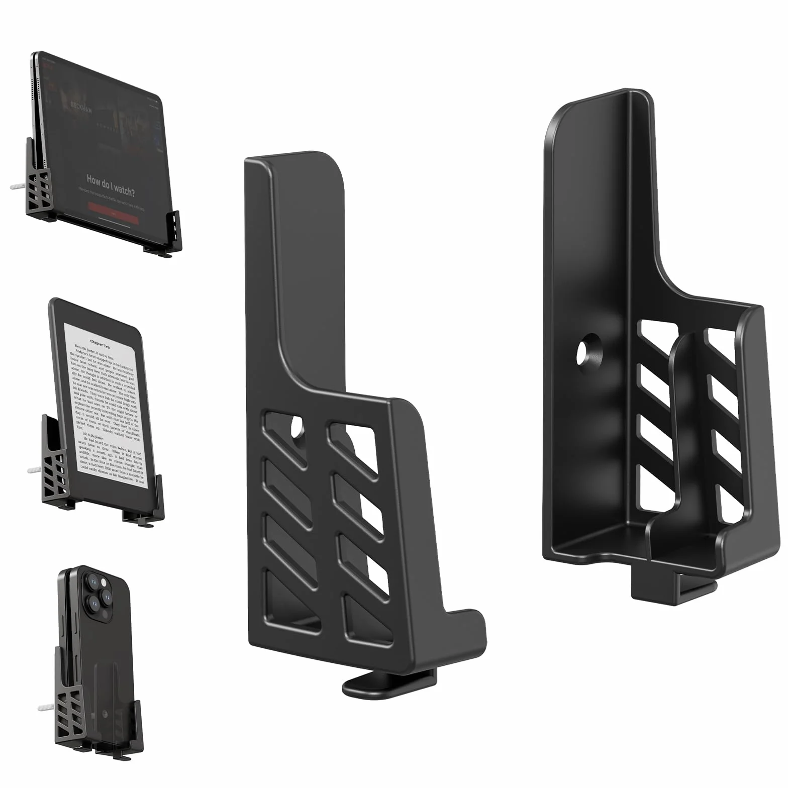 sciuU Uchwyt ścienny uniwersalna stacja dokująca do tabletu, smartfona, czytnika e-booków, uchwyt na ścianę, kompatybilny z iPadem Samsung Google Surface Huawei Honor, montaż 3M klej lub śruby