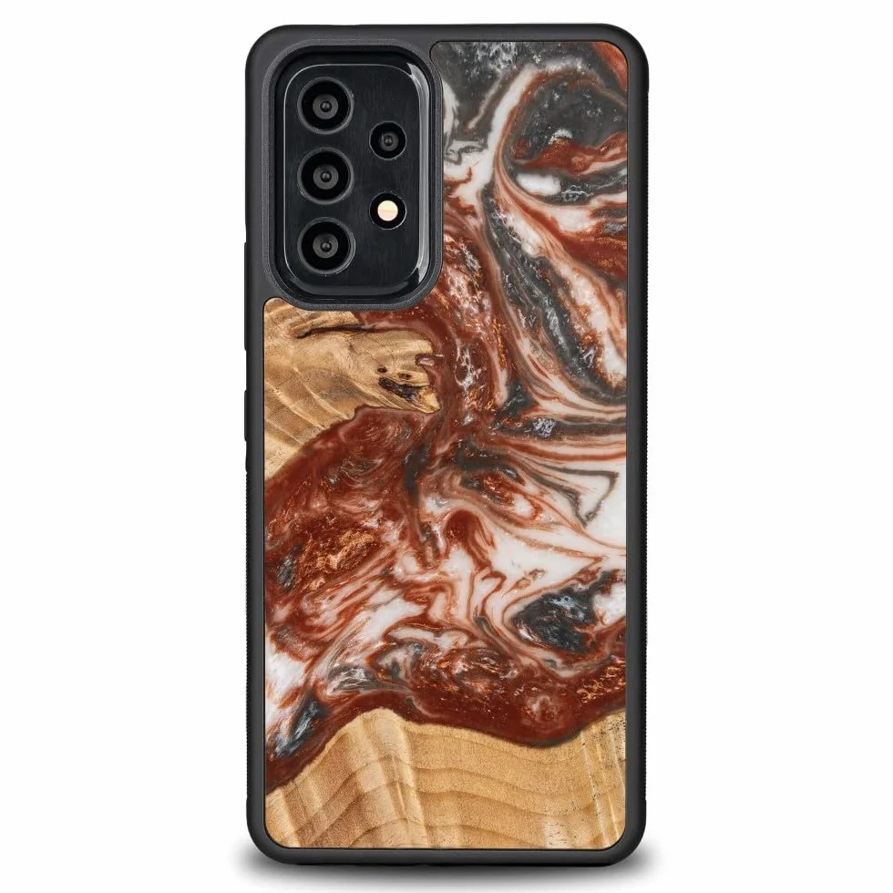 Unikalne etui kompatybilne z Samsung Galaxy A73 5G, ręcznie wykonane etui ochronne z naturalnego drewna i żywicy, wzór Planets Venus, kompatybilne z MagSafe