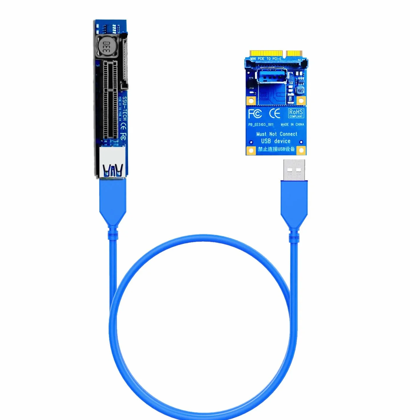GLOTRENDS UEX105 600 mm Mini PCIe do PCIe X4 Kabel Riser (PCIe 3.0 X1 Speed), do kart PCIe WiFi, kart M.2 PCIe, kart USB PCIe, kart dźwiękowych itp.