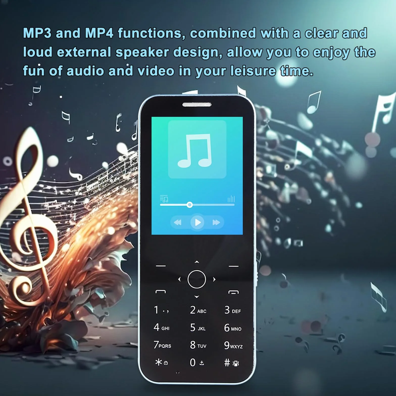 Podstawowe Telefony Komórkowe dla Osób Starszych i Dzieci, Odblokowane Głupie Telefony, Telefony Komórkowe Bez Internetu - z Dużymi Przyciskami, MP3, MP4, Aparatem, Latarką, SOS,Blue