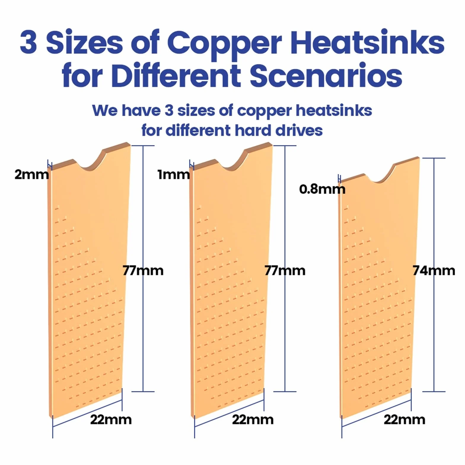 Radiator miedziany M.2, 3 szt. 2280 SSD Miedziana podkładka cieplna podkładka termiczna do laptopa stacjonarnego (kolor: COPPER 2)