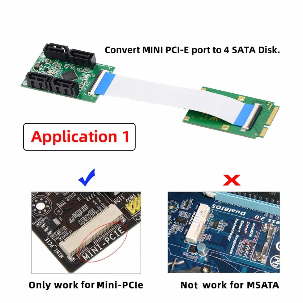 Mini PCI-E PCI Express i NGFF A+E klucz do SATA 3.0 cztery porty adapter kabel 6 Gb/s dysk twardy karta przedłużająca do SSD