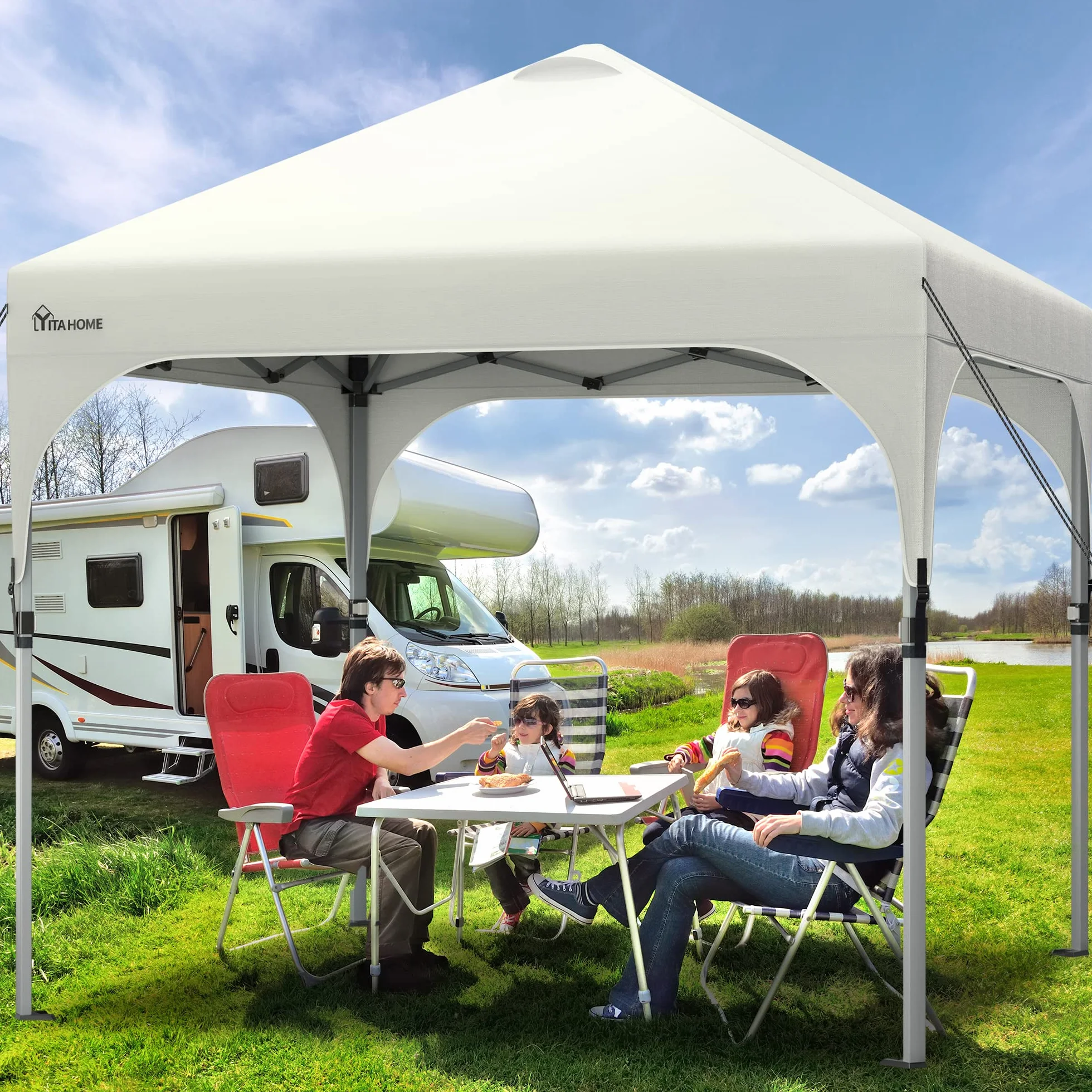 YITAHOME 2,5 x 2,5 m natychmiastowy, wytrzymały rozkładany pawilon ogrodowy, kempingowy, imprezowy, baldachim, z torbą rolkową, na patio, taras plażowy, 2,5 x 2,5 m