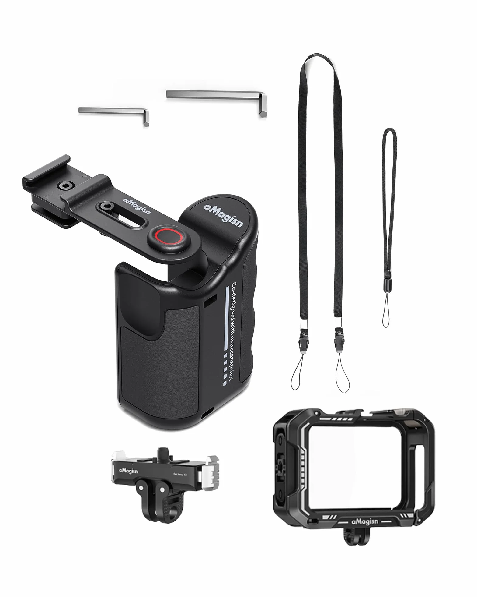 Uchwyt boczny kamery Xplorer Grip Kit do kamery sportowej DJI/Insta.360/ Go.Pro, akcesoria do uchwytów do Go.Pro 13/ Insta.360 Ace Pro 2/ DJI Action 5 Pro (do Go.Pro)