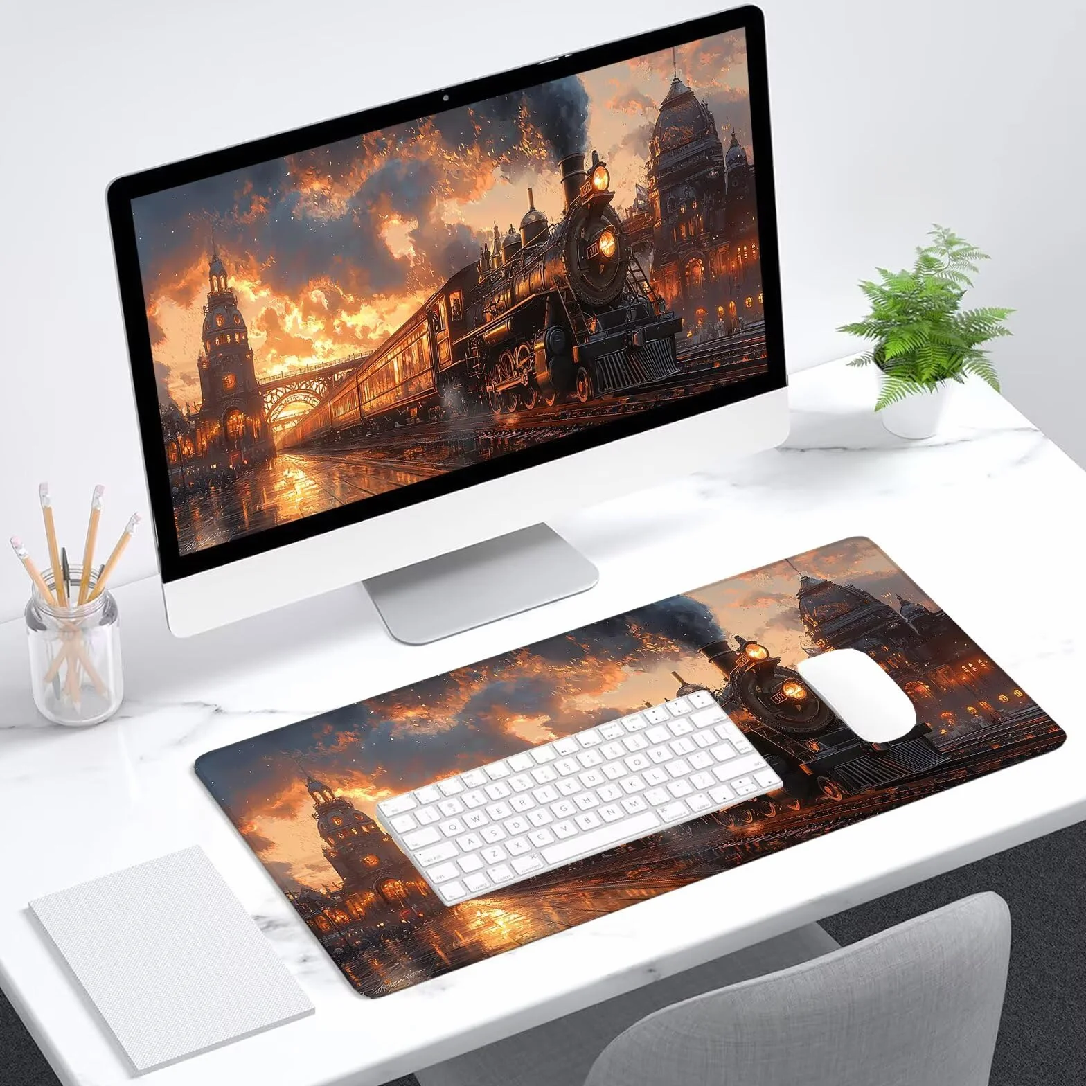 Podkładka pod mysz 1200 x 600 mm, podkładka pod mysz do gier w stylu retro, podkładka pod mysz do pociągu z antypoślizgową gumową podstawą, specjalna powierzchnia, poprawa dokładności i szybkości, do