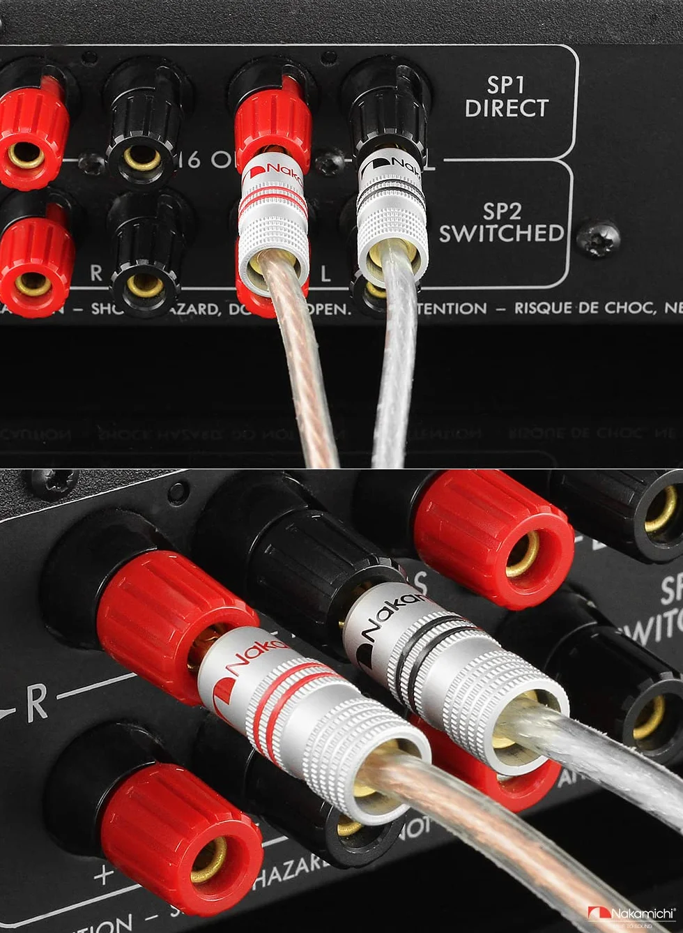 Nakamichi Excel Series 24K pozłacany wtyk bananowy 12-18 AWG Rozmiar miernika 4mm do głośników Wzmacniacz HiFi Odbiornik AV Stereo Kino domowe Złącze Audio (16 Szt., Wtyki bananowe BFA)