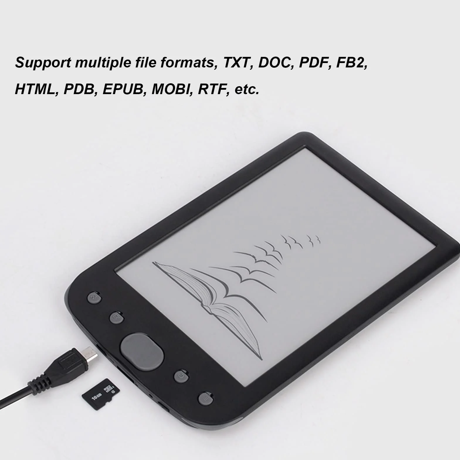 Czytnik E-booków Mini 6-calowy Ekran HD Ink Czytnik E 512 MB 8 GB Pamięci z obsługą Czytnika E PDF TXT DOC FB2 EPUB RTF PRC MOBI itp. 6 HD Ink Screen E Reader, 512 MB 8 GB Sto