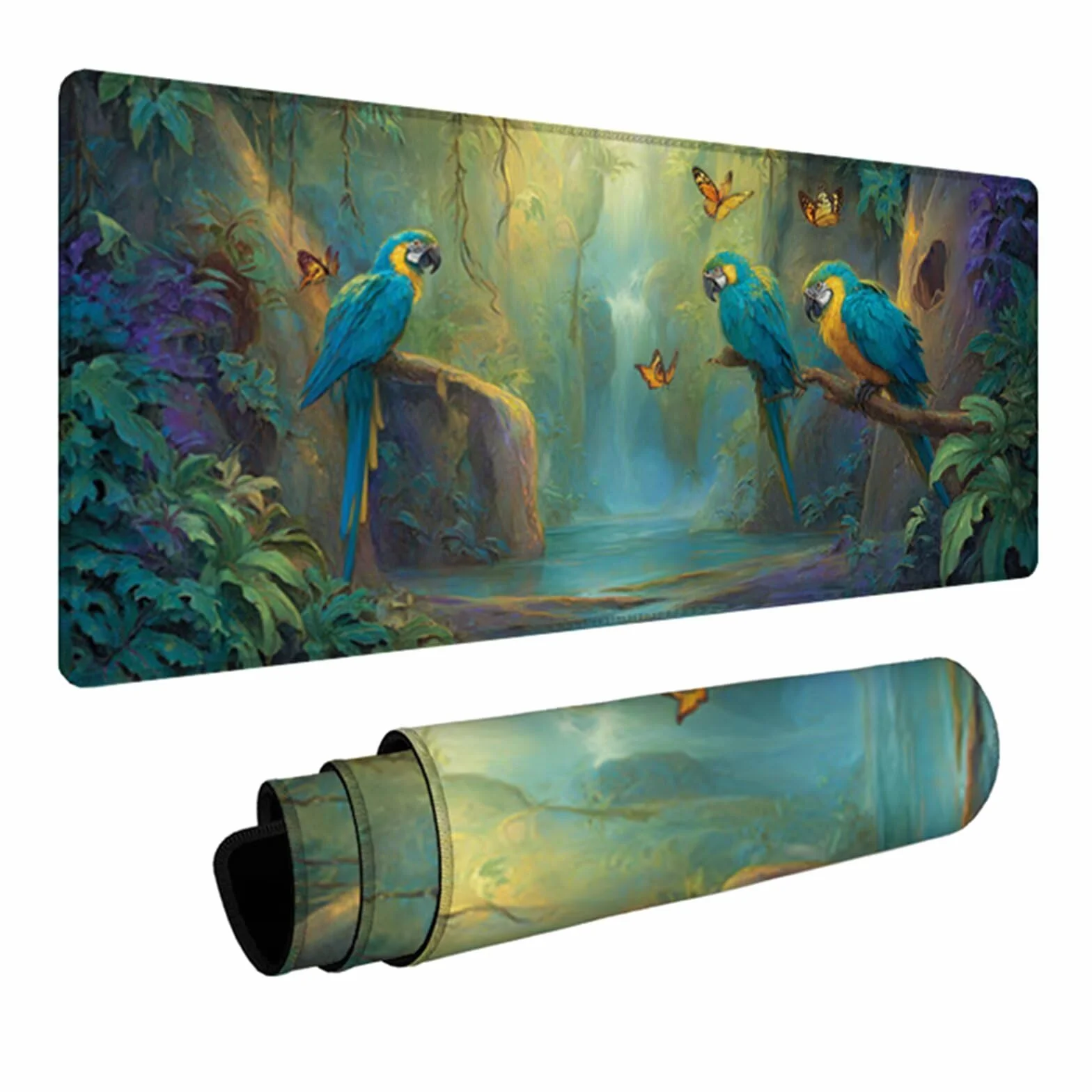 Motylowa podkładka pod mysz do gier 1200 x 600 x 3 mm, mata na biurko XXL ptak, mata na biurko z antypoślizgową gumową podstawą, podkładka pod mysz z szytymi krawędziami, akcesoria do gier, do PC V