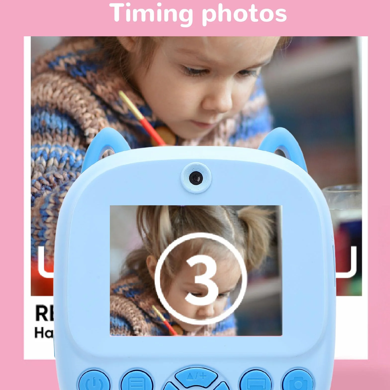 Instant Print Camera, 48MP 1080p Termiczny Druk Bez Atramentu, Przenośne Prezenty Aparatu Cyfrowego dla Dziewcząt Chłopców (BLUE)