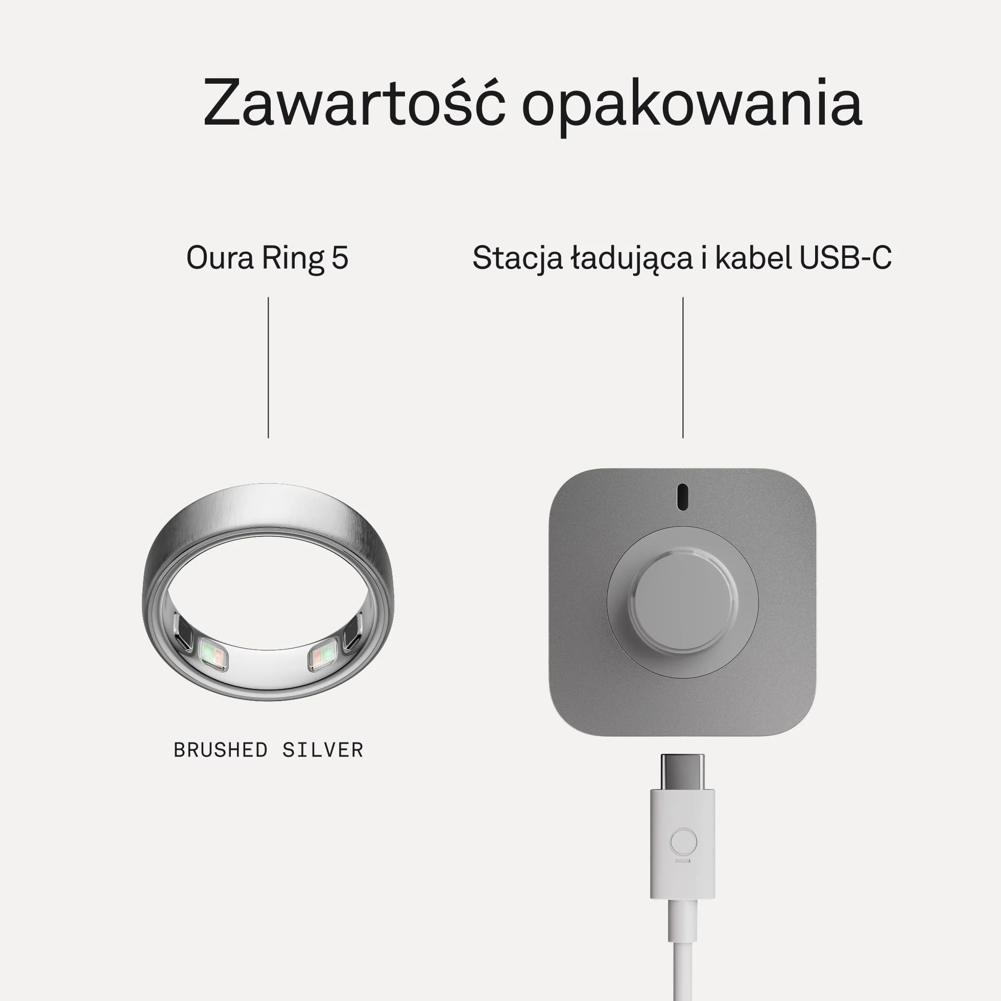 Oura Ring 5 Brushed Silver - Rozmiar 13 - Zmierz zanim kupisz