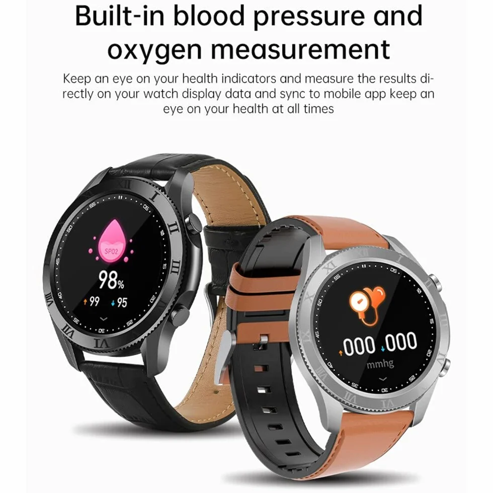 Damski inteligentny zegarek Tętno i ciśnienie krwi Zawsze pokazuj czas Sportowy zegarek fitness Inteligentny zegarek Bluetooth Call (Kolor: Skóra brązowa (skóra brązowa) little surprise
