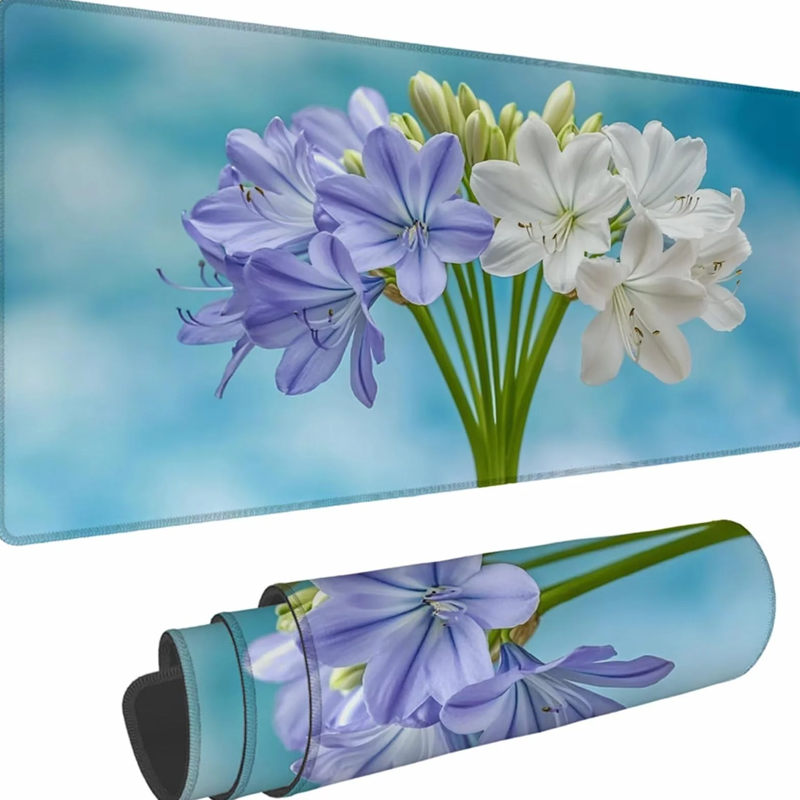 Gamingowa podkładka pod mysz 1200 x 600 x 3 mm, XXL, wodoszczelna, odporna na ścieranie, z przyszytymi krawędziami, niebieska, podkładka na biurko, poprawia prędkość i precyzję pod laptopa, komputer