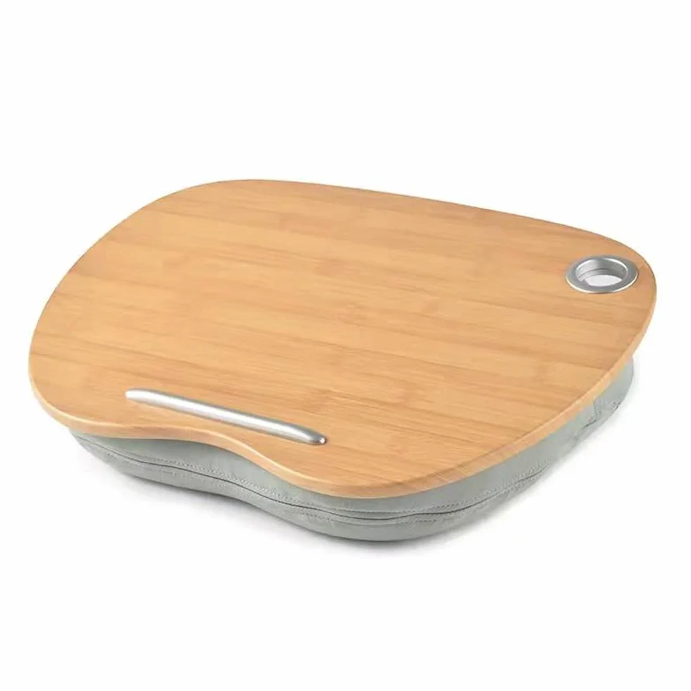 RICOO Poduszka na laptopa o wyglądzie drewna z otworem na kabel do notebooka o przekątnej ekranu maks. 15,6" taca na poduszkę LA0036, podkładka pod laptopa laptopa akcesoria