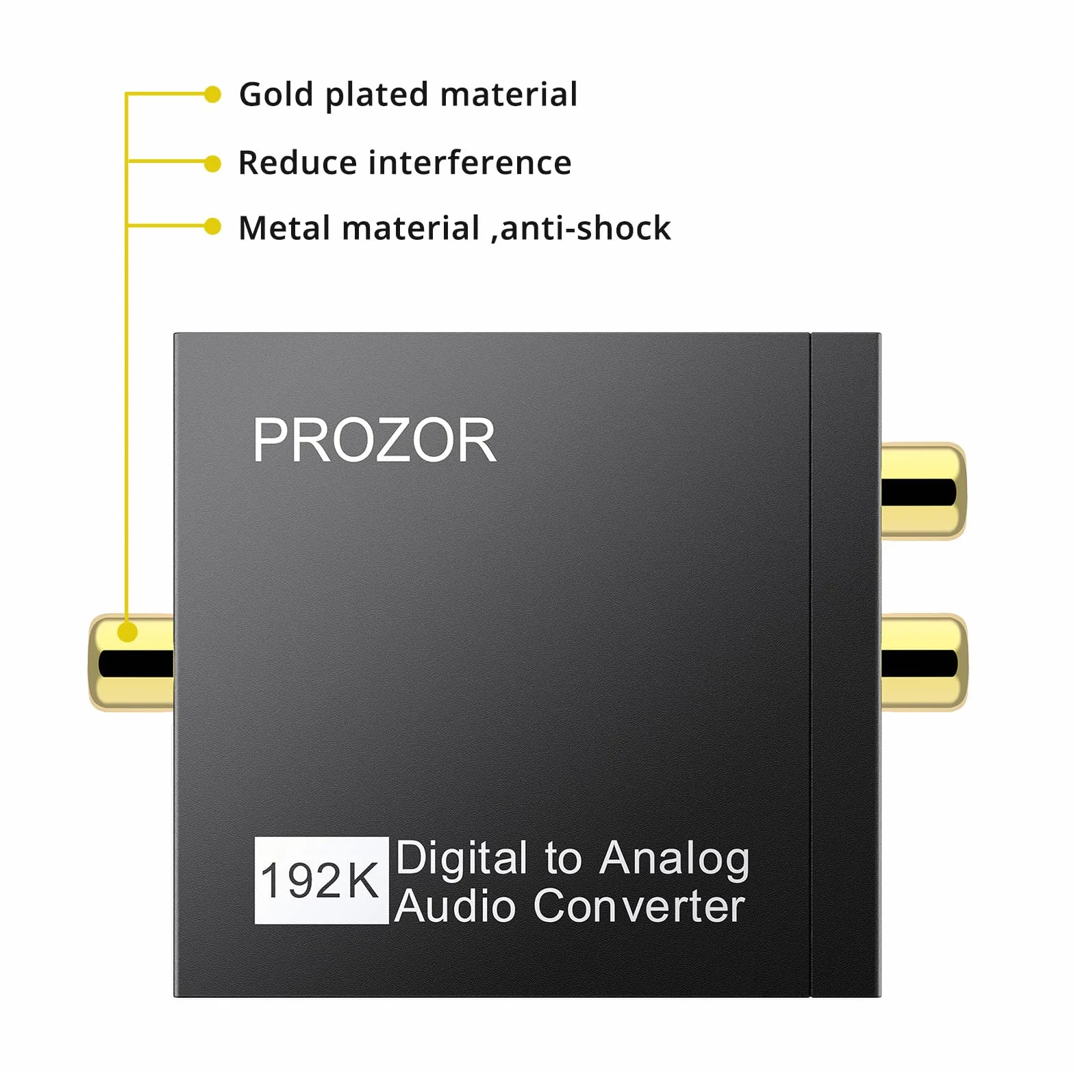 PROZOR DAC001 192 KHz Przetwornik DAC Cyfrowy SPDIF TOSLINK do Analogowego Stereo Audio R/L Czarny
