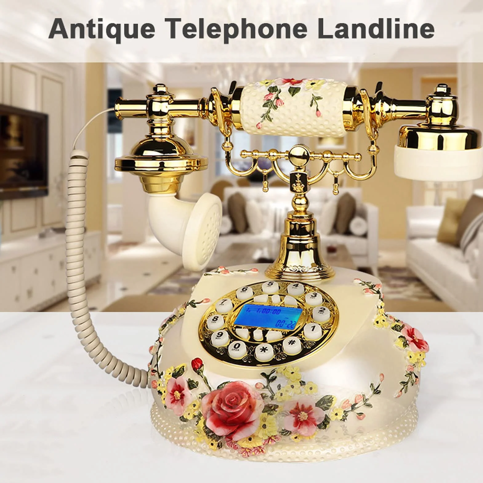 Retro Staromodny Telefon Stacjonarny Z Wyświetlaczem Lcd I Funkcją Ponownego Wybierania Numeru, Klasyczny Telefon Stacjonarny Do Domu, Hotelu, Biura, Wystroju Domu