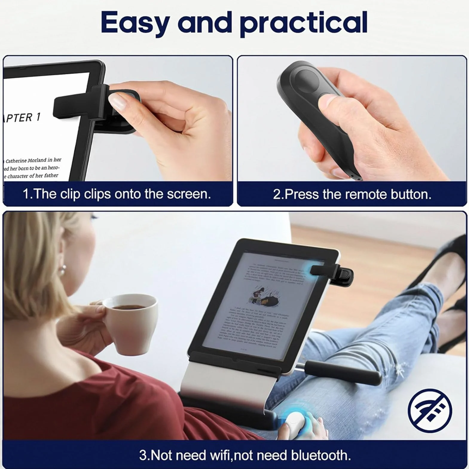 Page Page Turner, Zdalny Turner Page for Ereaders, Clicker Page Turner Akcesoria dla Tabletów z Androidem, Czytanie Powieści, Rekord Wideo Aparatu i Selfie Migawki