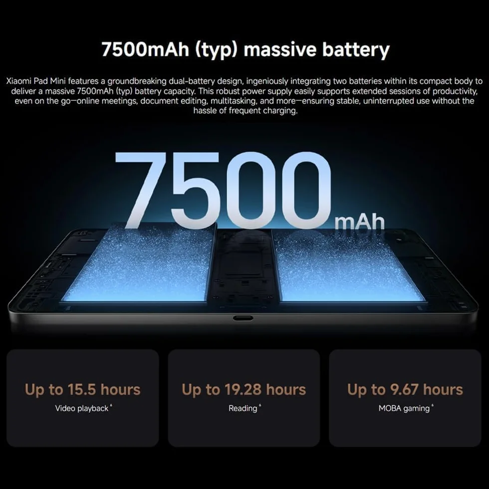 XIAOMI Pad Mini Tablet 8 GB + 256 GB 8,8" Design do pojedynczego uchwytu, 3K, kryształowy wyświetlacz, ultra gładki do 165 Hz, wyświetlacz MediaTek Dimensity 9400 + masywny 7500 mAh, bateria 67 W