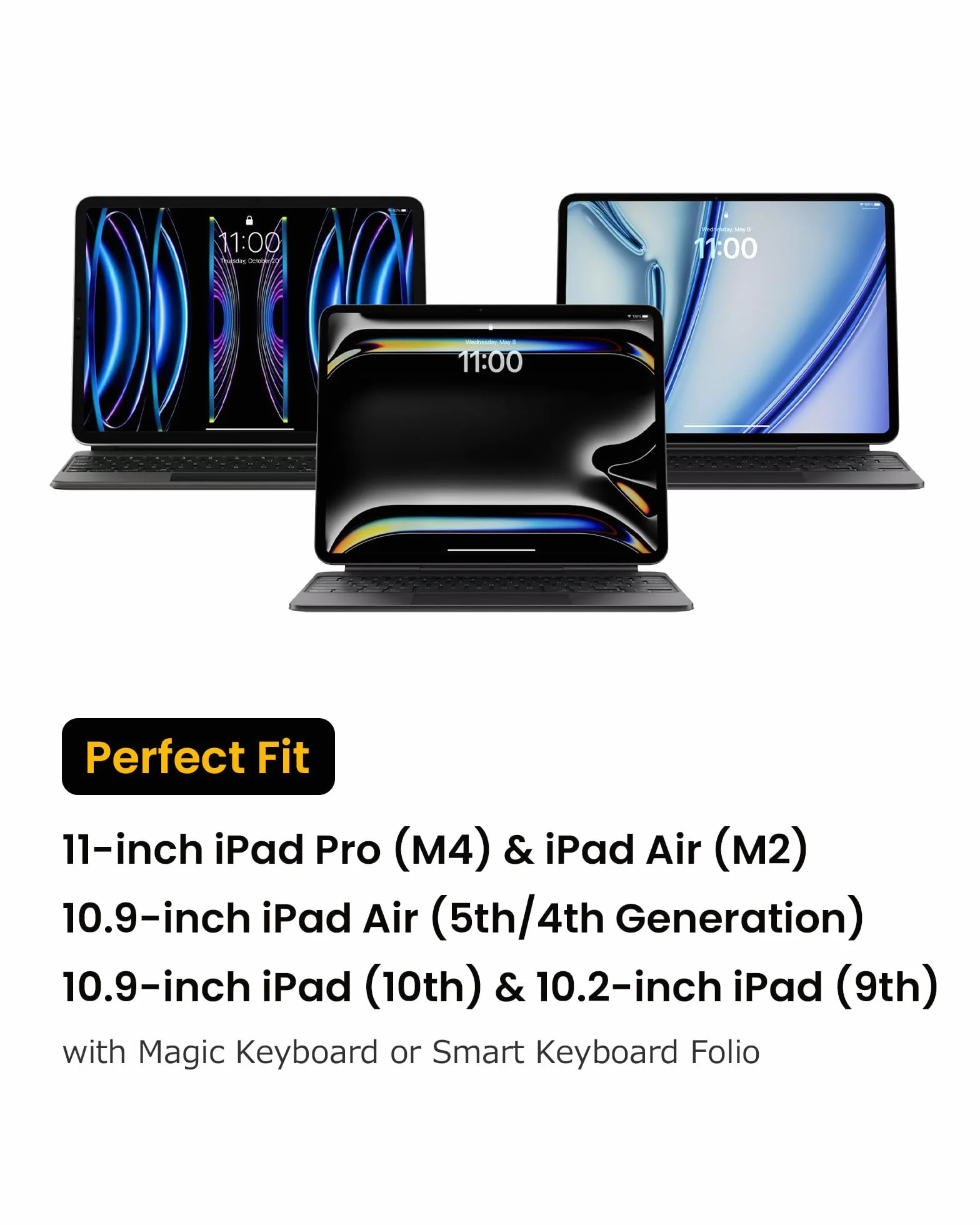 tomtoc Pokrowiec ochronny 360° na tablet, do iPada Air M3/M2 11” 2025-2024 i iPada (A16), iPada Pro M4 OLED 2024 11”, iPada Pro M2 i M1, 10,9” iPada 10 i iPada Air 5, z klawiaturą Magic/Smart Keyboard