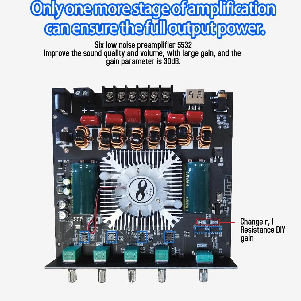 Wzmacniacz audio ZK AS21 2.1-kanałowy wzmacniacz mocy DC16 do 38 V z chipem TPA3255, cyfrowa płytka wzmacniacza mocy subwoofera w zestawie
