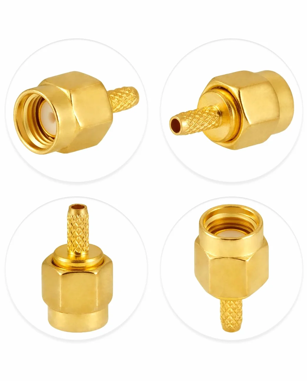 Vecys 10 PCS SMA Złącza SMA Męski Złącze Zaciskane dla RG316 RG174 Kabel Koncentryczny RF