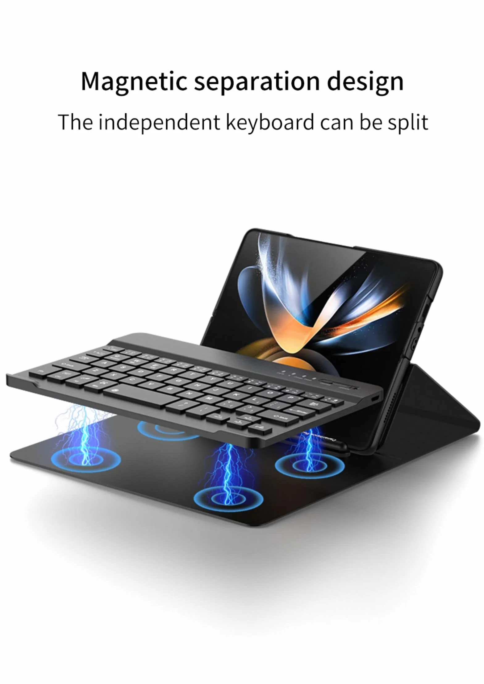 Custodia Magnetyczne etui z klapką, stojak, etui na klawiaturę, gniazdo na długopis, folia szklana do telefonu Samsung Galaxy Z Fold3 5G (12)