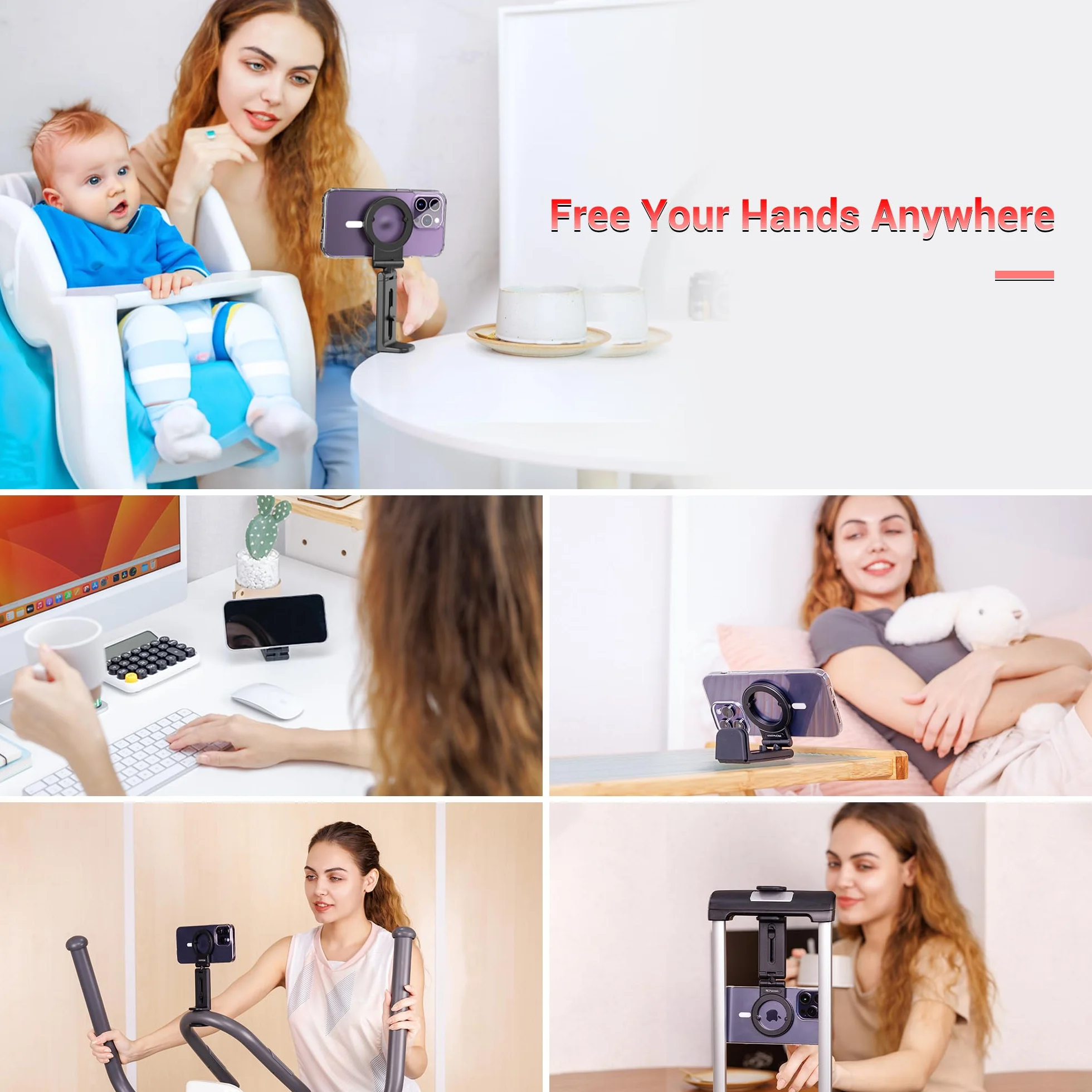 PROfezzion Podróżny Uchwyt na Telefon Magnetic Flight Phone Mount Magnetyczny obracany o 360° do iPhone'a 15 14 13 12 Serii Lub Nowszych i bezpieczny bez Magnesów, Nadaje się do Samolotu, Pociągu