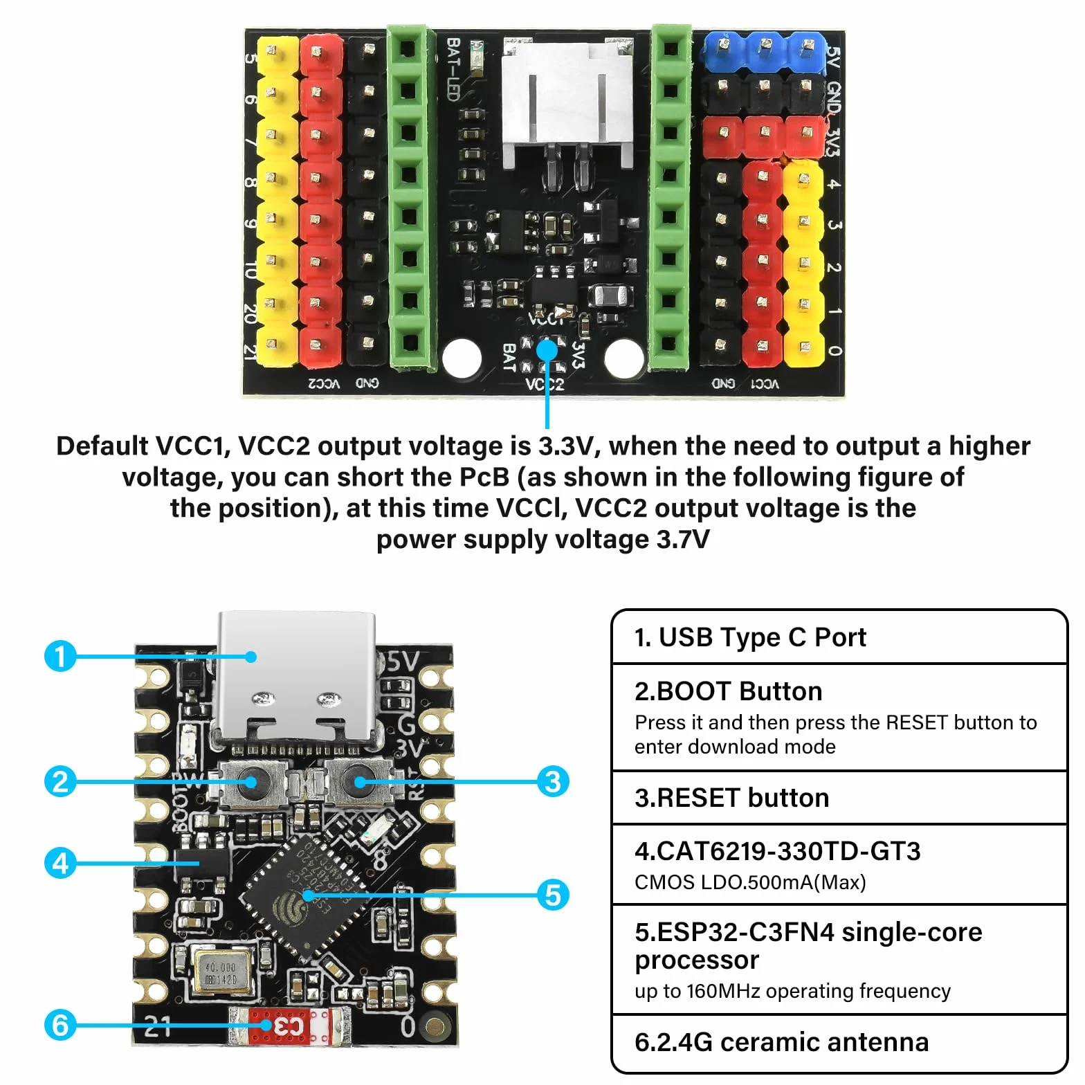 diymore 1 zestaw ESP32-C3 Super Mini tablica rozwojowa + ESP32-C3 Mini płytka rozszerzeń, Wi-Fi i Bluetooth nielutowana płytka pinowa