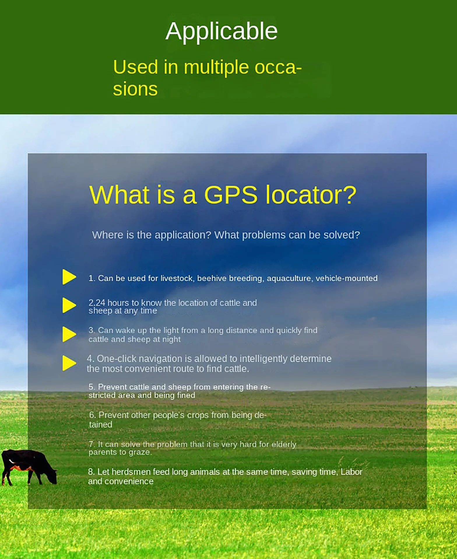 Lokalizator GPS Krów, Urządzenie Do Śledzenia Bydła I Owiec W Czasie Rzeczywistym 4G, 20000 MAh, Historyczny Ślad, Pozycjonowanie W Czasie Rzeczywistym, Ustawienie Zasięgu I Alarm Wibracyjny