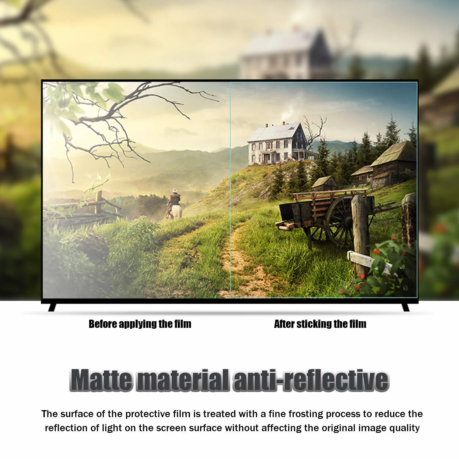 AIZYR Matowa folia ochronna na ekran TV 32-75 cali do ochrony przed niebieskim światłem i przeciwodblaskową do 90%, folia ochronna na oczy do LCD, LED, 4K OLED i QLED HDTV, 43 w 942 x 529 mm