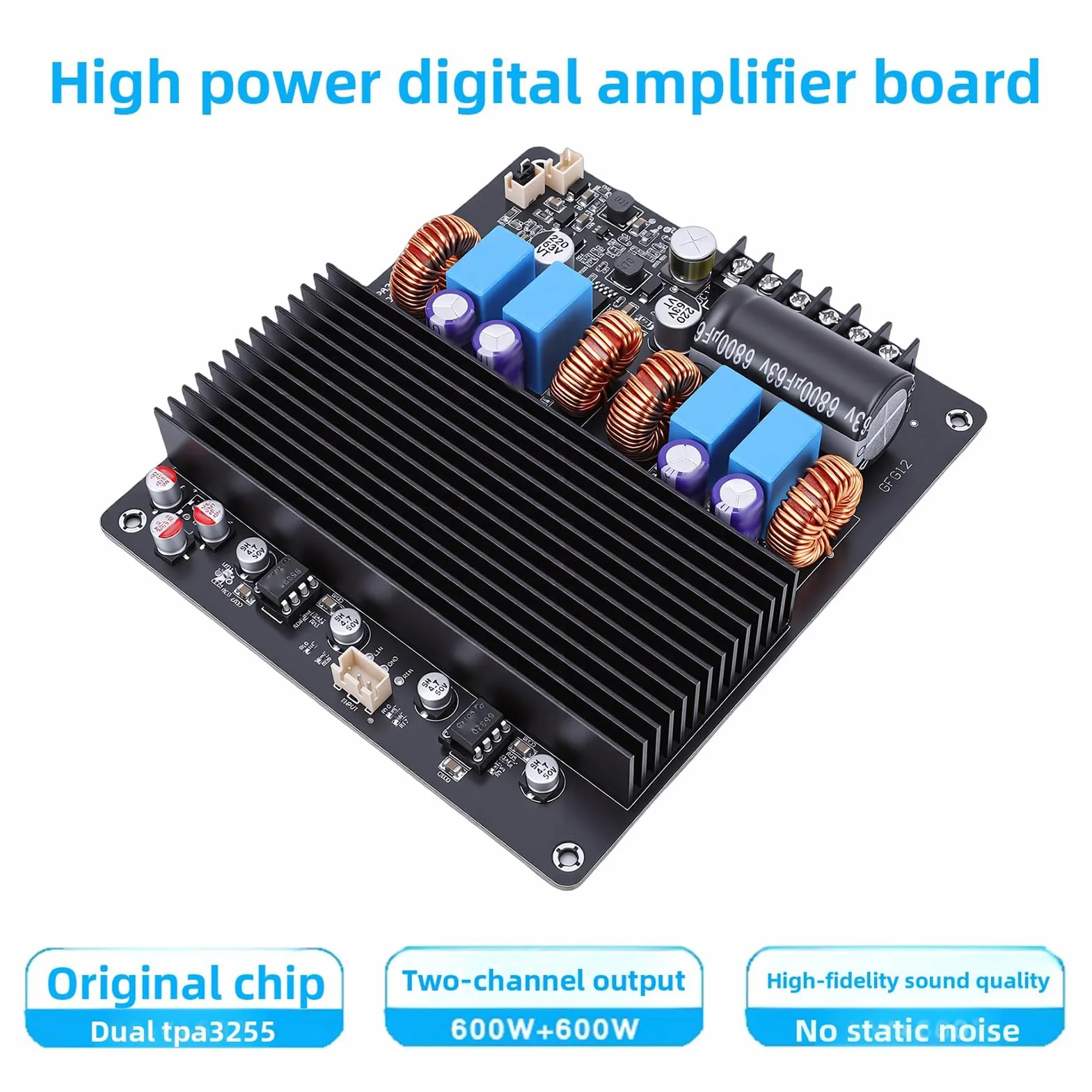 Sxhlseller TPA3255 Płyta Wzmacniacza Cyfrowego Stereo 600 W + 600 W, Dwurdzeniowa Płyta Wzmacniacza Klasy D z Niskimi Zniekształceniami dla Głośnika Samochodowego Subwoofer Kina Domowego