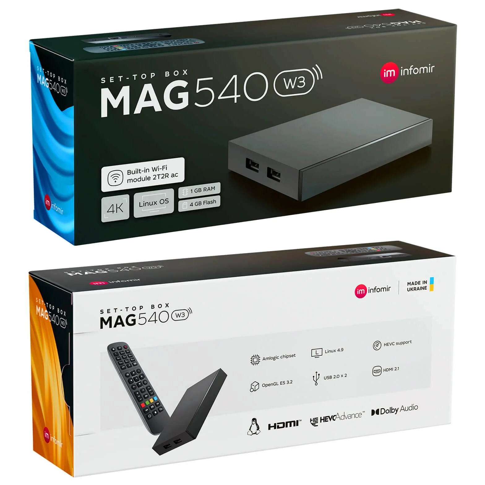 MAG 540w3 oryginalny infomir & HB-cyfrowy zestaw 4K Top Box Multimedia Player Internet TV Receiver UHD 60FPS 2160p @60 FPS HDMI 2.1 4K i HEVC obsługa USB 3.0 ARM Cortex-A35 + kabel HDMI