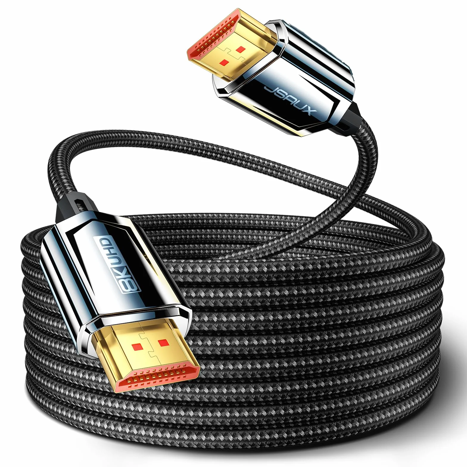 JSAUX Kabel HDMI 8K 4 m, HDMI 2.1, Ultra High Speed 48 Gbps, (8K 60 Hz 4K 120 Hz 144 Hz), eARC HDR10 HDCP 2.2 i 2.3 3D, kompatybilny z PS5 / PS4 / X-Box/UHDTV/odtwarzaczem Blu-ray / monitorem
