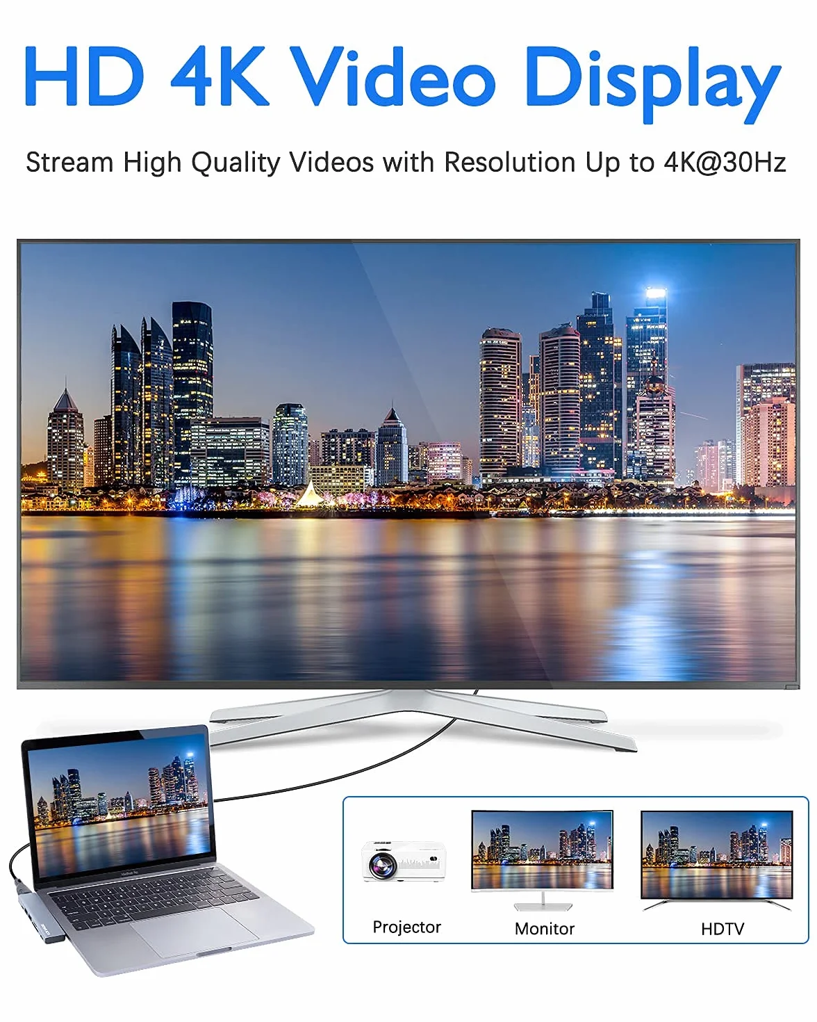 Hub USB C 7 w 1 do MacBook Pro i MacBook Air, adapter DEMKICO Macbook Pro z HDMI 4K, portem USB 3.0 i USB 2.0, czytnikiem kart SD/TF, Thunderbolt 3 (87W PD) i portem żeńskim USB C