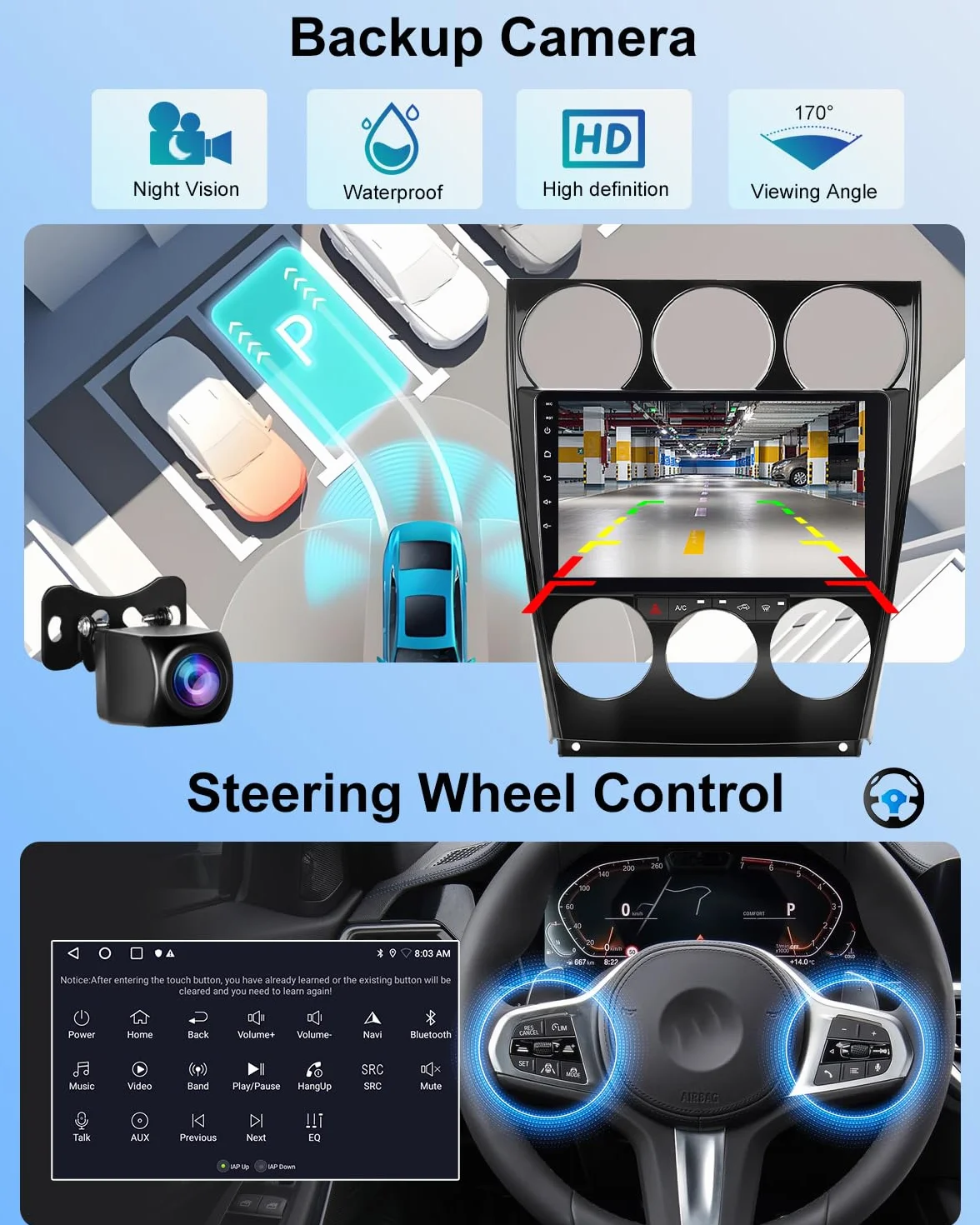 NHOPEEW 2+64G 9-calowe radio z Androidem do Mazdy 6 2002-2015 - bezprzewodowe CarPlay i Android Auto nawigacja GPS, sterowanie kierownicą, FM RDS, dzielony ekran + kamera cofania