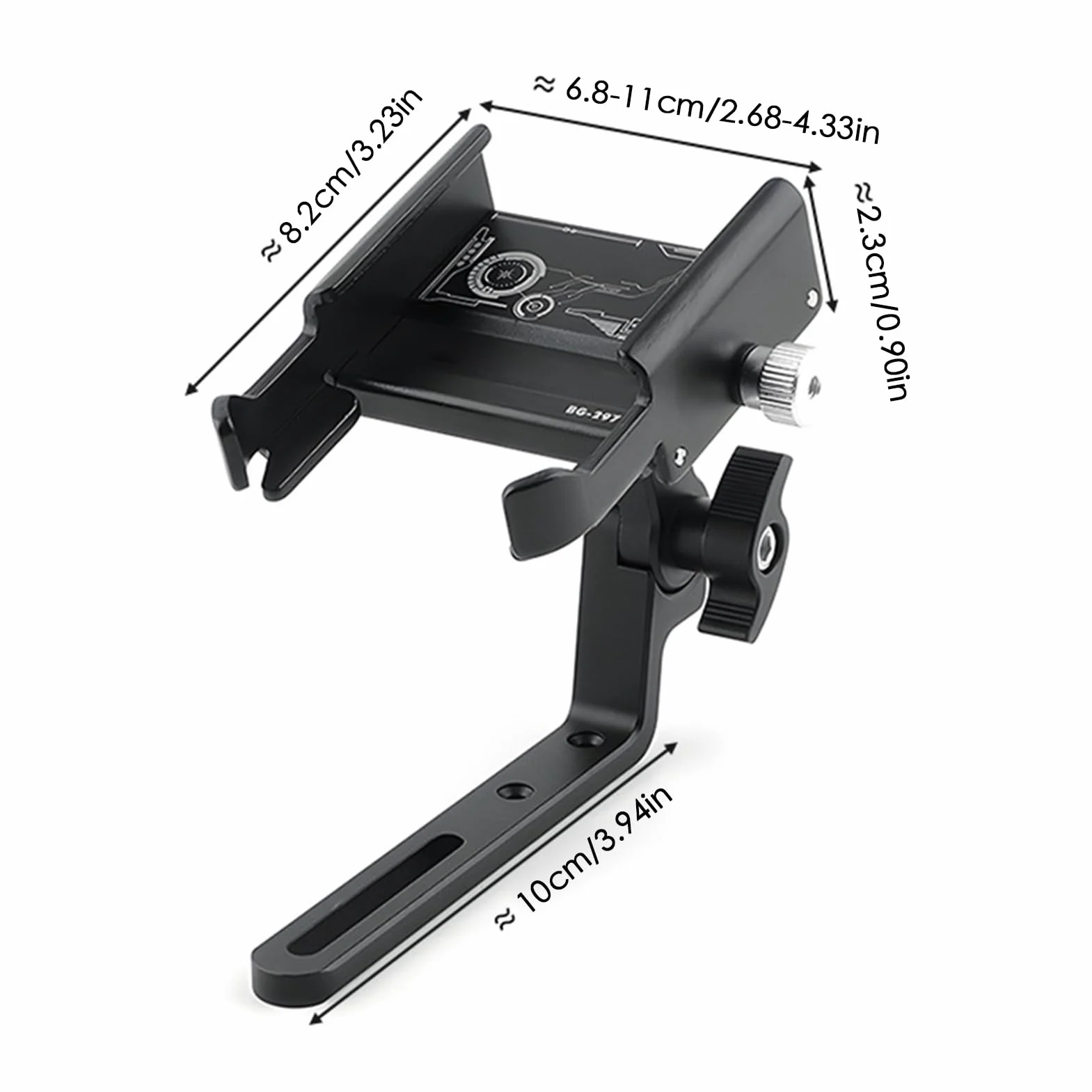 Phone Holder For Bike Obrotowy Zacisk 360 Stopni Regulowany Uchwyt z Bezpiecznym Zablokowaniem 5,8-10 cm Szerokości Smartfon
