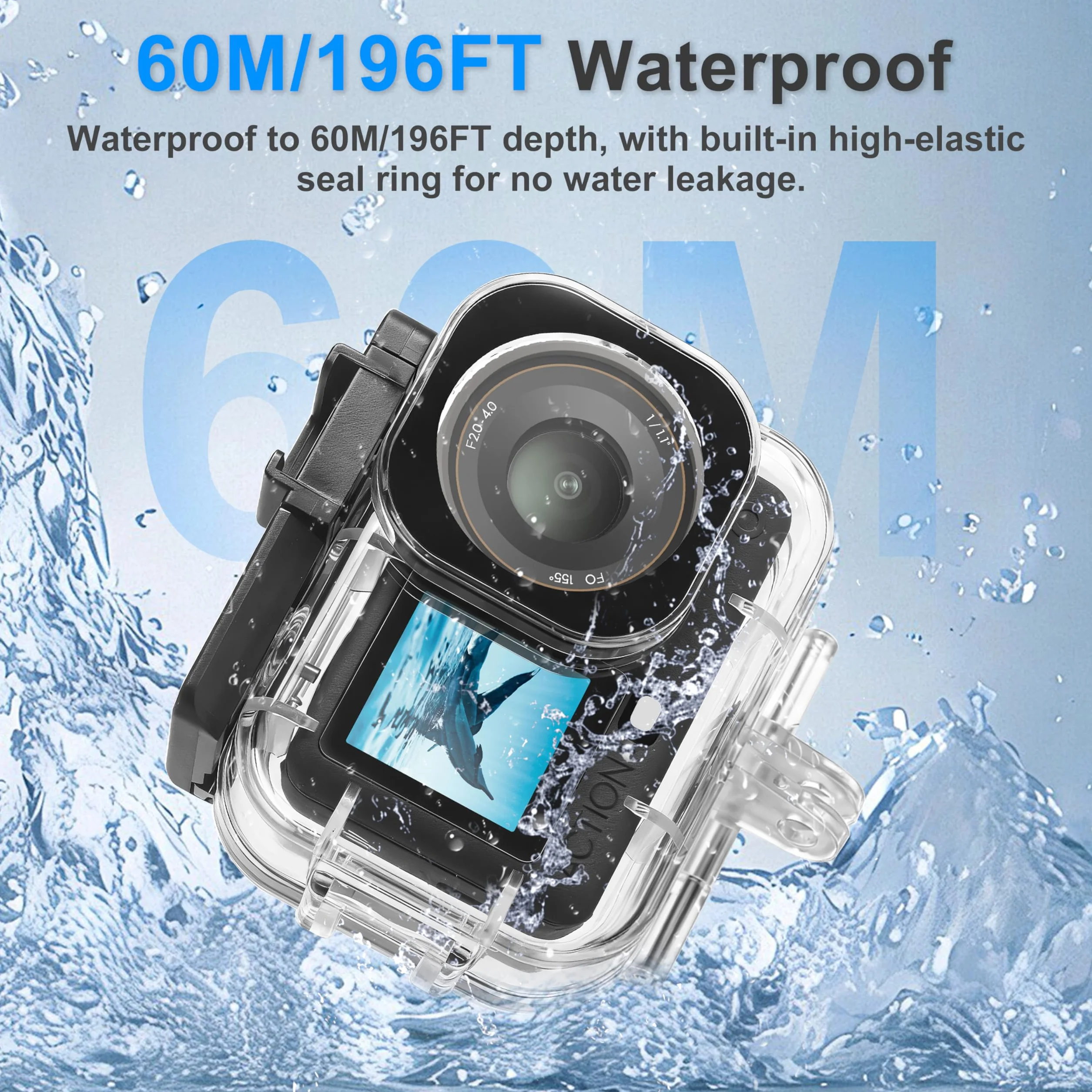 FitStill wodoszczelna obudowa do DJI Osmo Action 6, Dual Cold Shoe, soczewka ze szkła optycznego