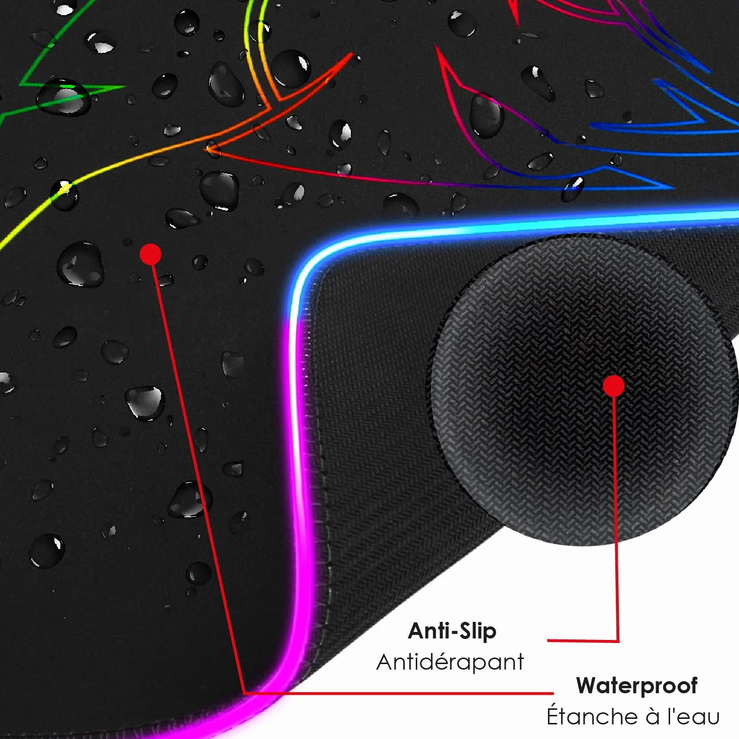 EMPIRE GAMING Dark Rainbow RGB Podkładka pod mysz - 12 trybów oświetlenia LED - Podkładka pod mysz z jasnym podświetleniem - wodoodporna i antypoślizgowa guma - Do gier na PC, MAC i laptopa - 300 x