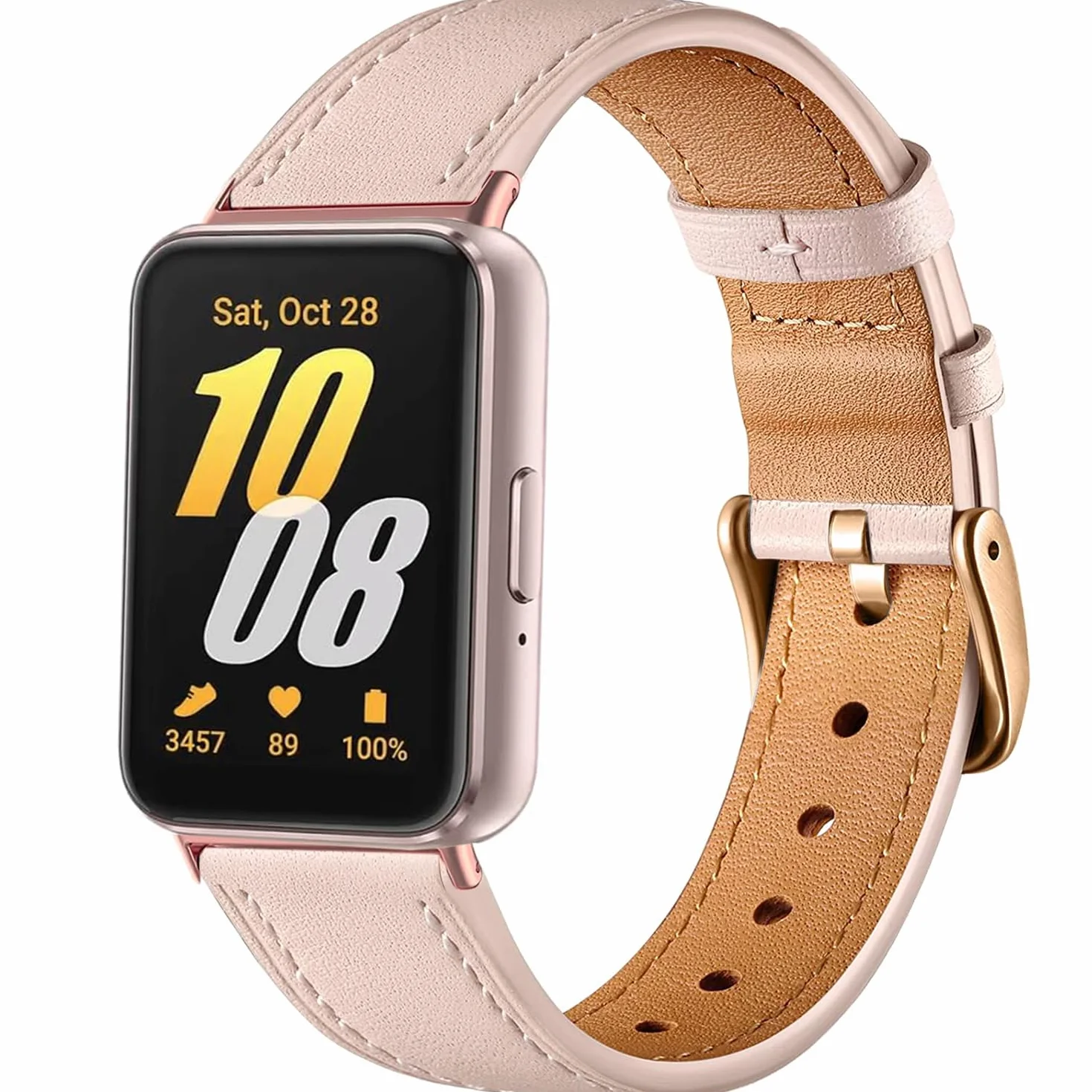 Issinlky Opaska kompatybilna z Samsung Galaxy Fit 3, prawdziwa skórzana opaska zastępcza dla Samsung Galaxy Fit 3 SM-R390 opaska