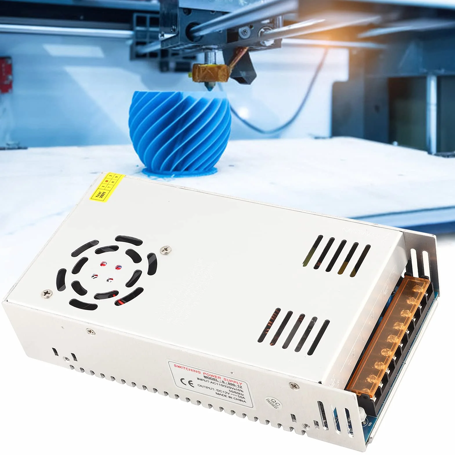 Alomejor Adapter Sterownika Zasilacza Impulsowego do Prądu Stałego 12 V, Zasilacz o Niskim Tętnieniu do Sprzętu CCTV i Radiowego, Wytrzymały materiał ze Stopu Aluminium, 1 Jednostka