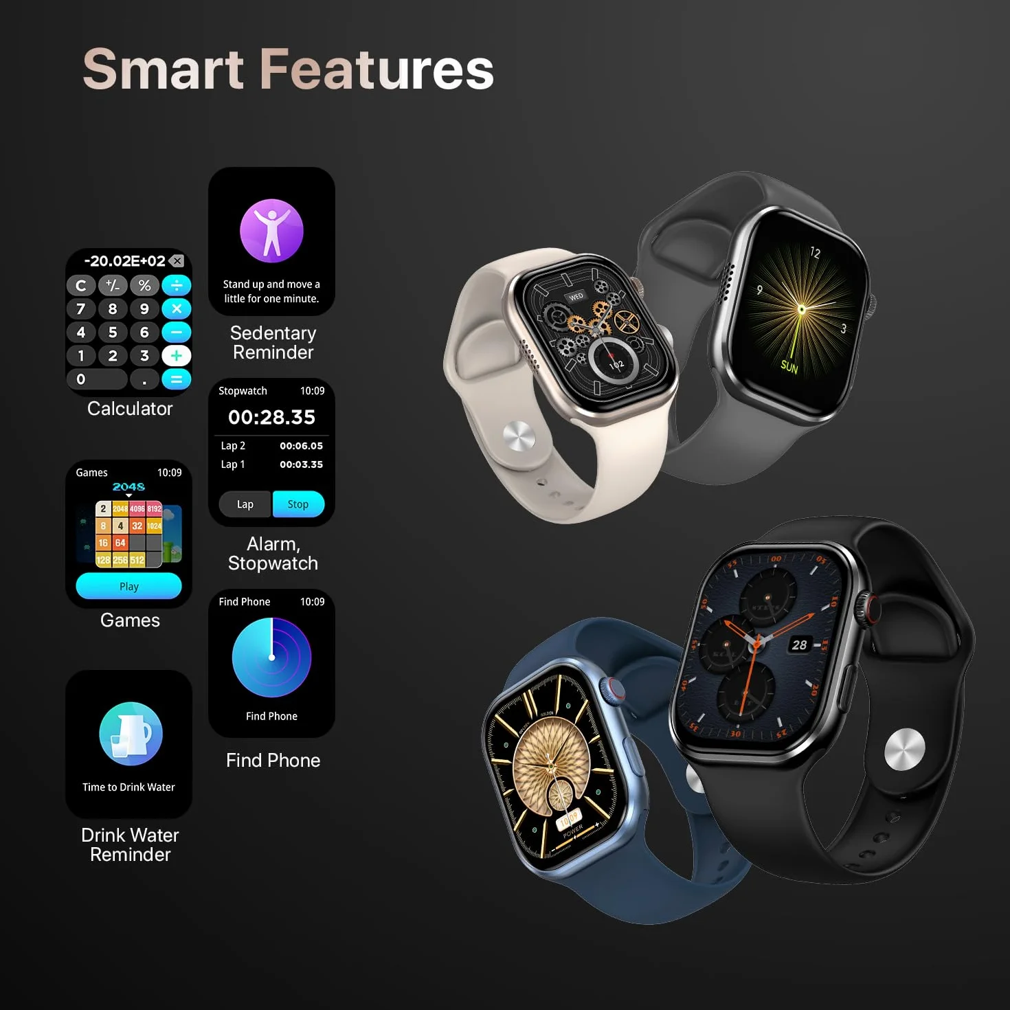 Fire-Boltt Brillia Smart Watch 2-calowy wyświetlacz Super AMOLED, połączenia Bluetooth, SpO2, pulsometr, 120 trybów sportowych, monitor aktywności, asystent głosowy, inteligentny zegarek dla mężczyzn