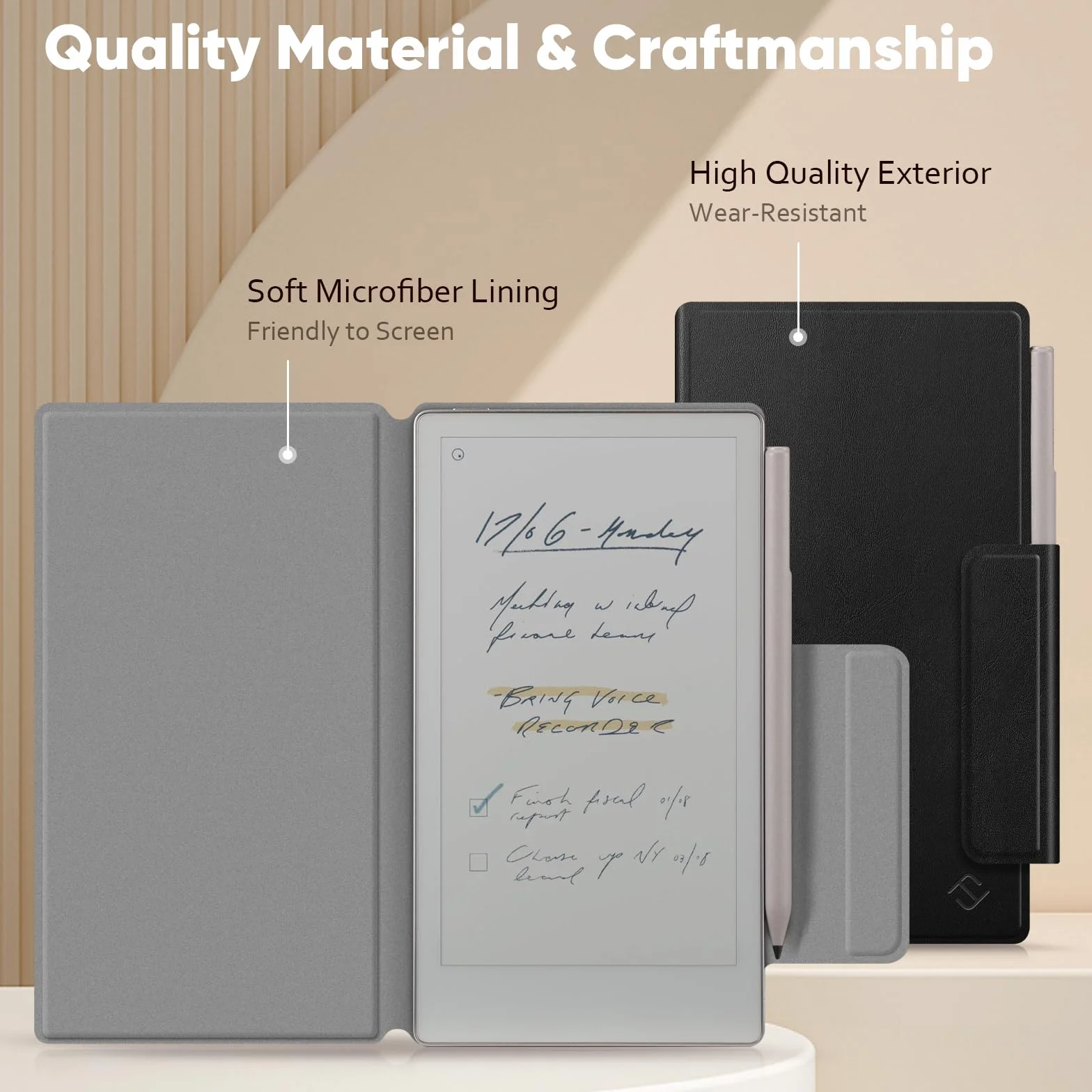 Fintie Etui do Remarkable Paper Pro Move 7,3" 2025 z uchwytem na długopis, materiał PU, czarne