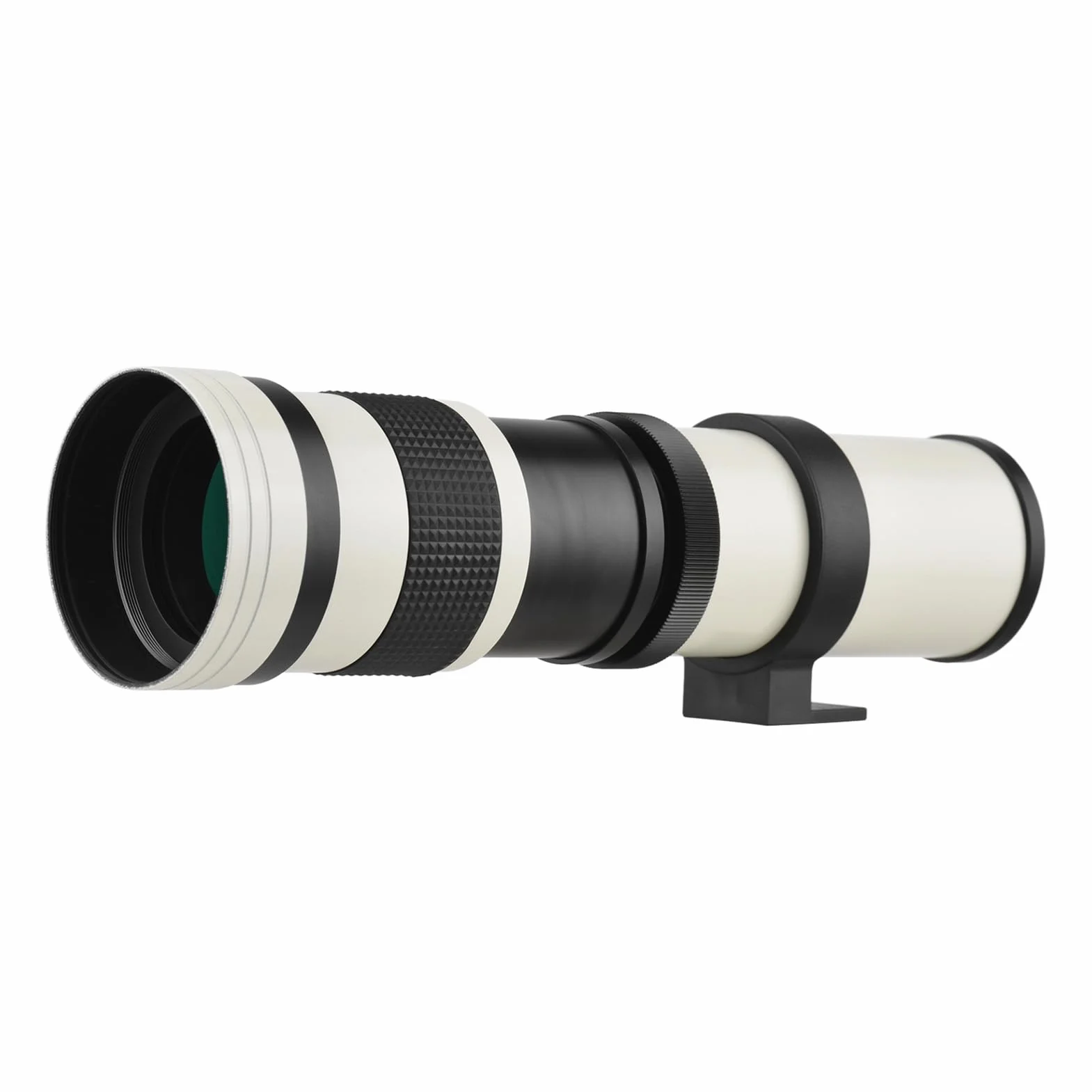 Yctze Super Teleobiektyw Zmiennoogniskowy F/8,3-16 420-800 Mm Mocowanie T2 z Pierścieniem Pośrednim do Mocowania RF Zamiennik Gwintu 1/4 do Aparatów R/ R3/ R5/ R5C/ R6/ RP z Mocowaniem RF (WHITE)