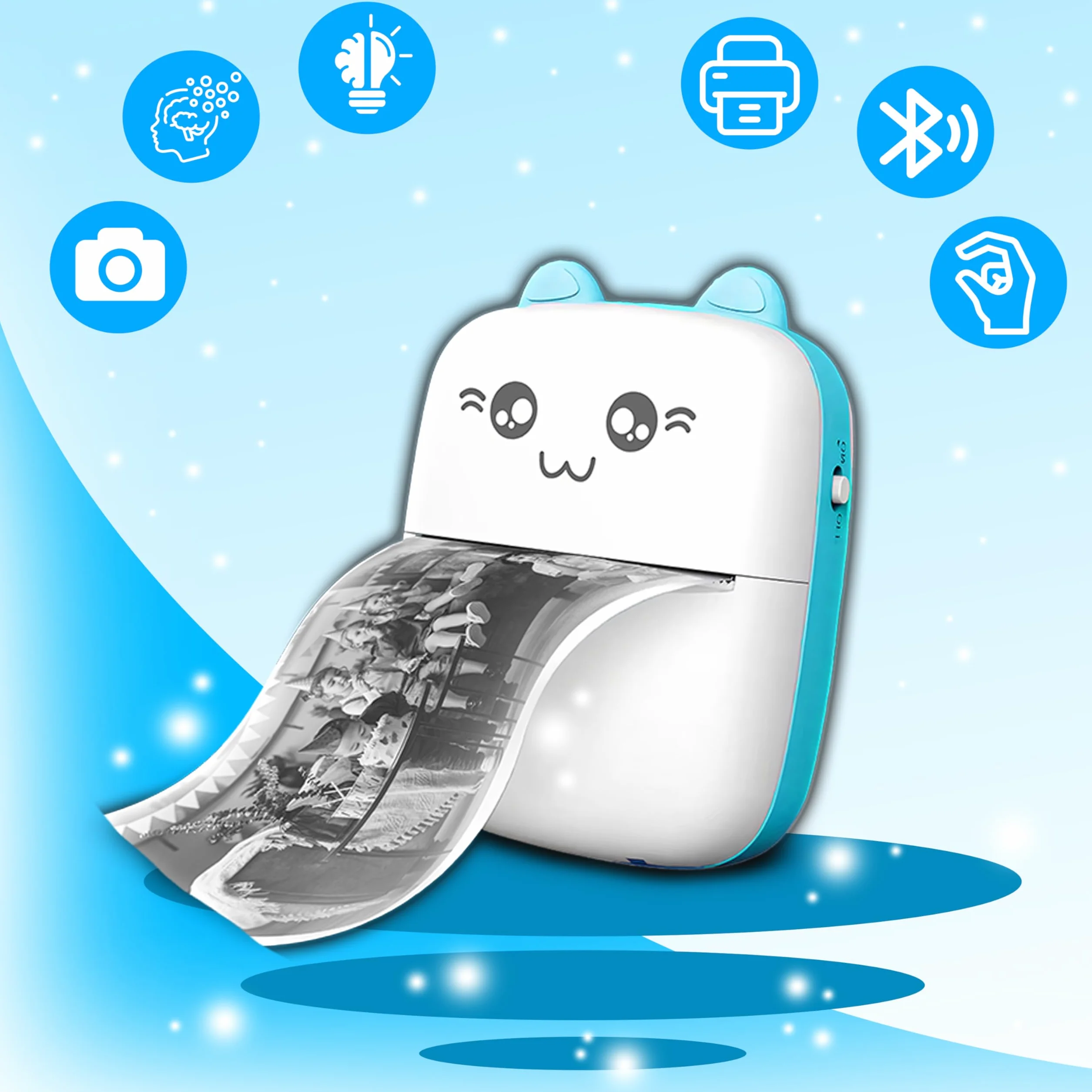 Retoo Mini drukarka fotograficzna Bluetooth 11 rolek papieru