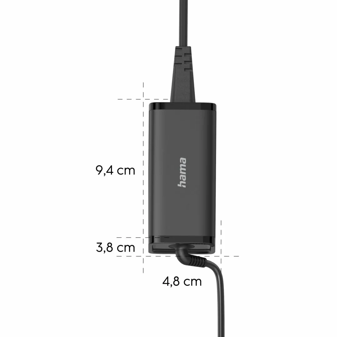 Hama Uniwersalny Zasilacz GaN USB-C 100W, Kompatybilny z Laptopem, Tabletem, Konsolą, Wydajny i Niskie Emisje Ciepła, Bezpieczne Ładowanie dla Wszystkich Urządzeń